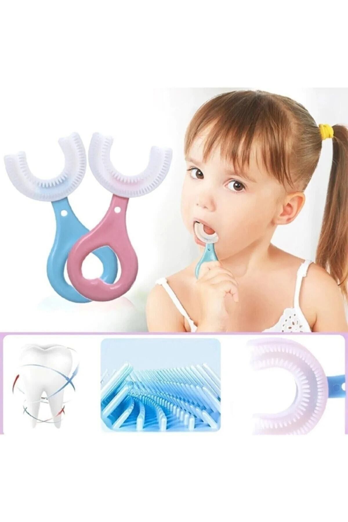 LaGabya 2 Adet U Şekilli Silikon Çocuk Diş Fırçası 0-6 Yaş Bebek Diş Fırçası Diş Temizleyici