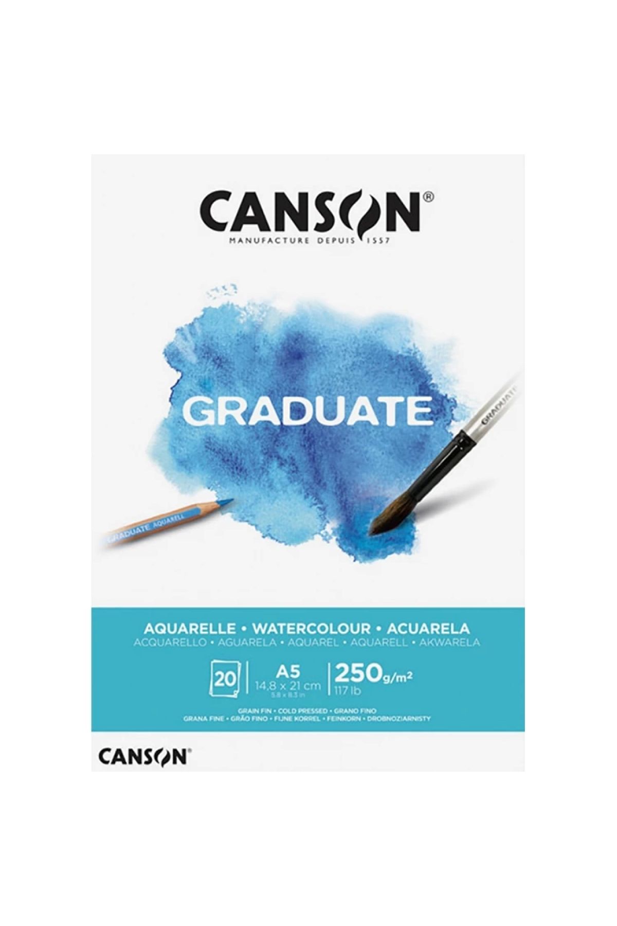Canson A5 Graduate Aquarelle 250 Gr Suluboya Defteri 20 Yp.