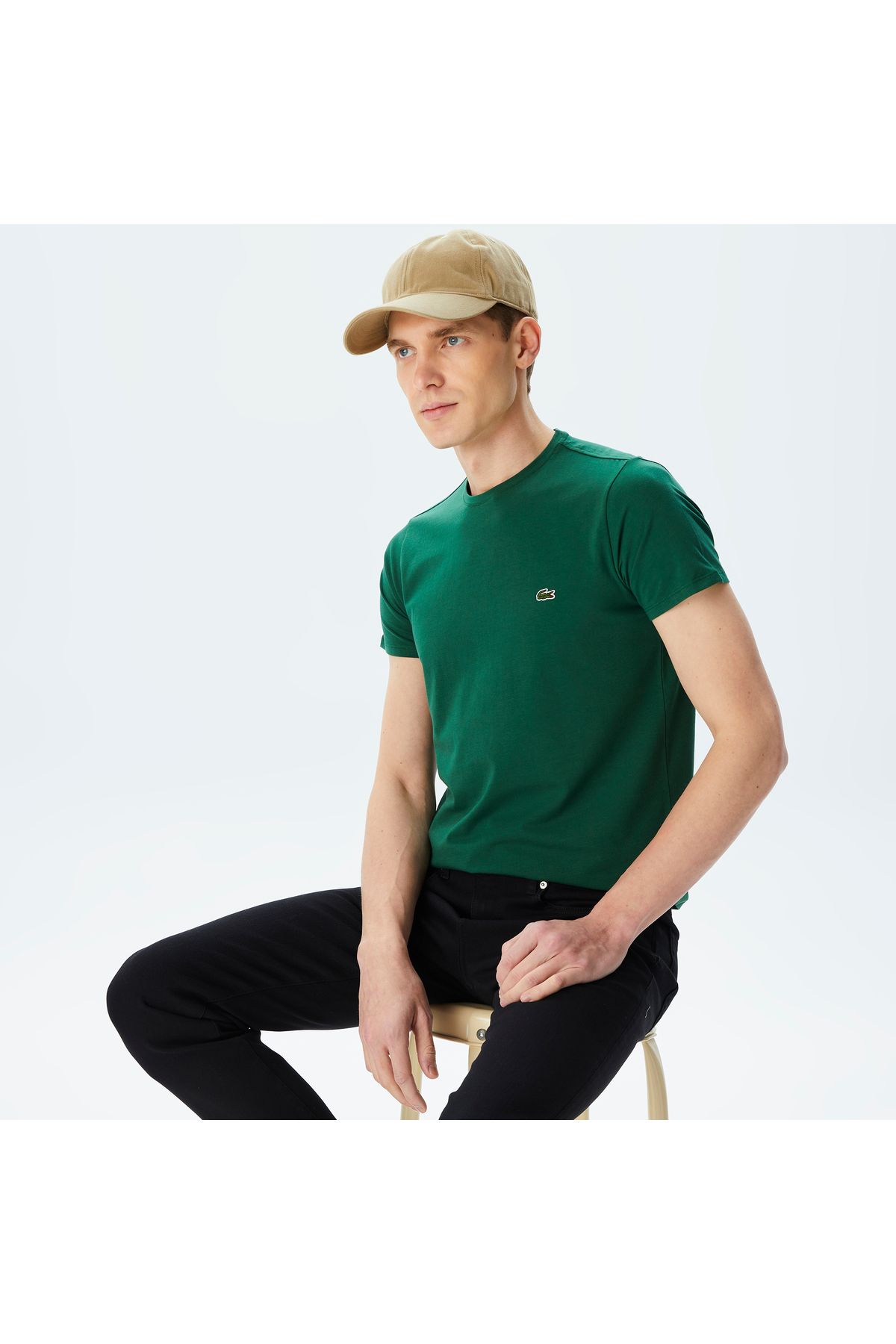 Lacoste Erkek Slim Fit Bisiklet Yaka Yeşil T-shirt