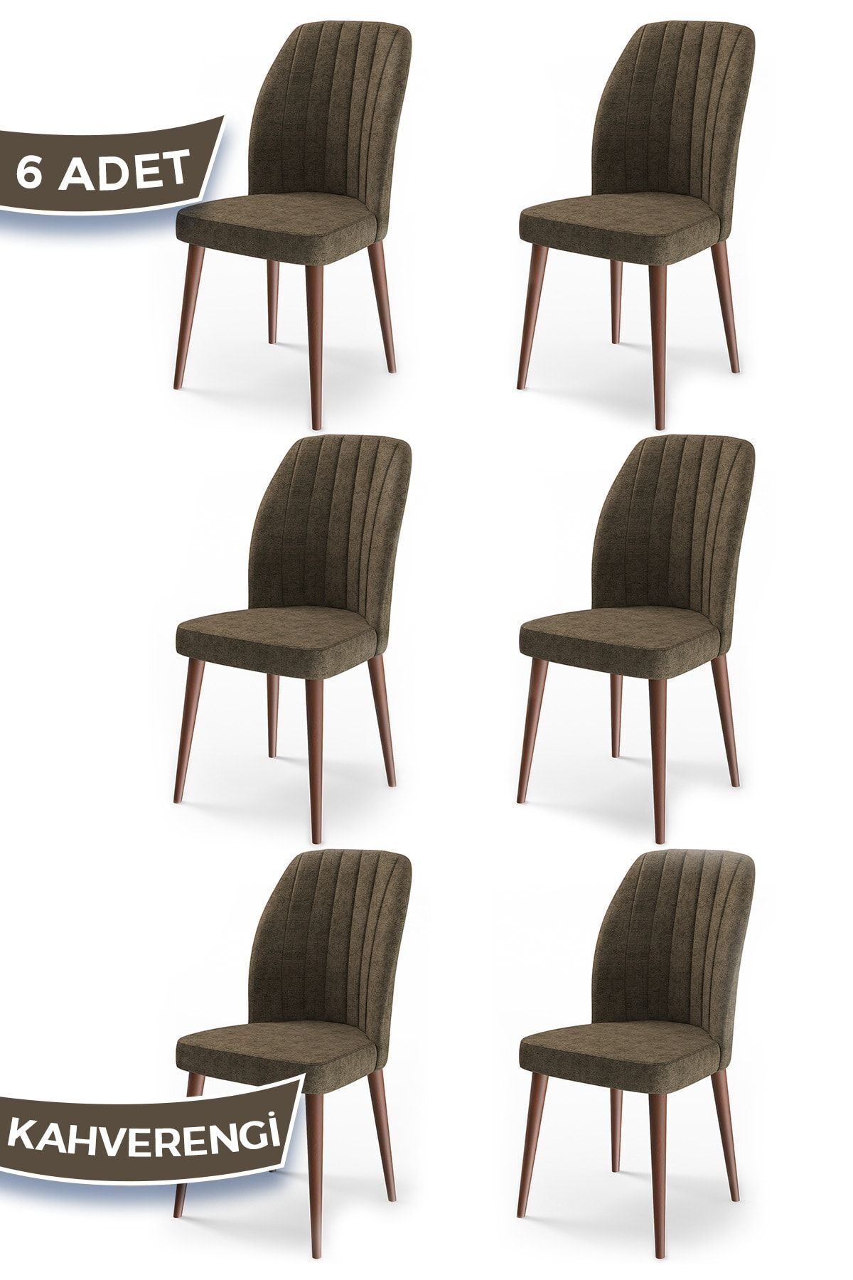 Canisa Concept Etra Serisi Ahşap Gürgen Ayaklı 1.sınıf 6 Adet Sandalye/renk Kahverengi Ayaklar Ceviz