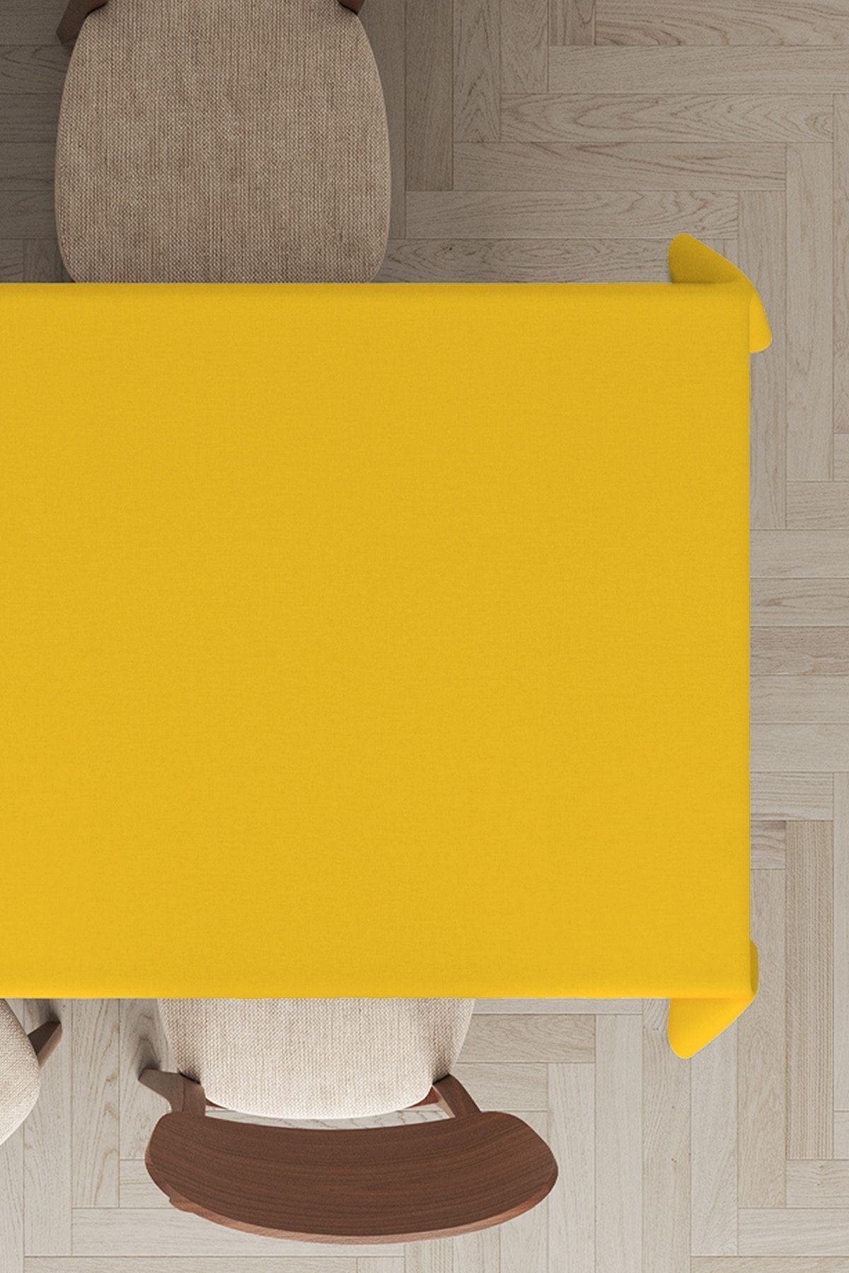 Viva Home Sarı Premium Tay Tüyü Kadife Leke Tutmaz Yıkanabilir Dokuma Kumaş Masa Örtüsü Mso016