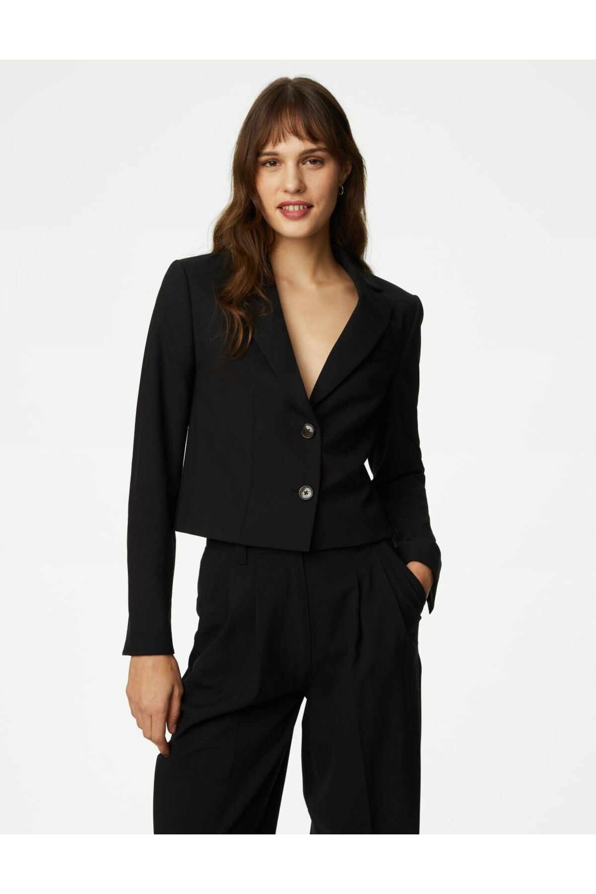 Marks & Spencer Tailored Fit Crop Yün Blazer Ceket
