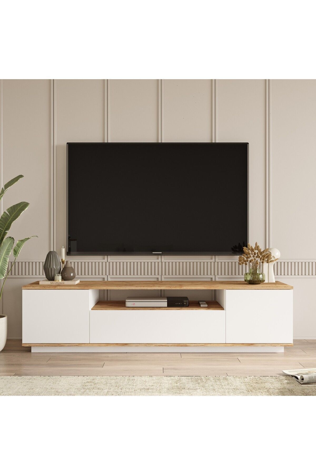 L'occi Concept Delphin 180 Cm Raflı Kapaklı Tv Ünitesi Dlp7-aw Çam-beyaz