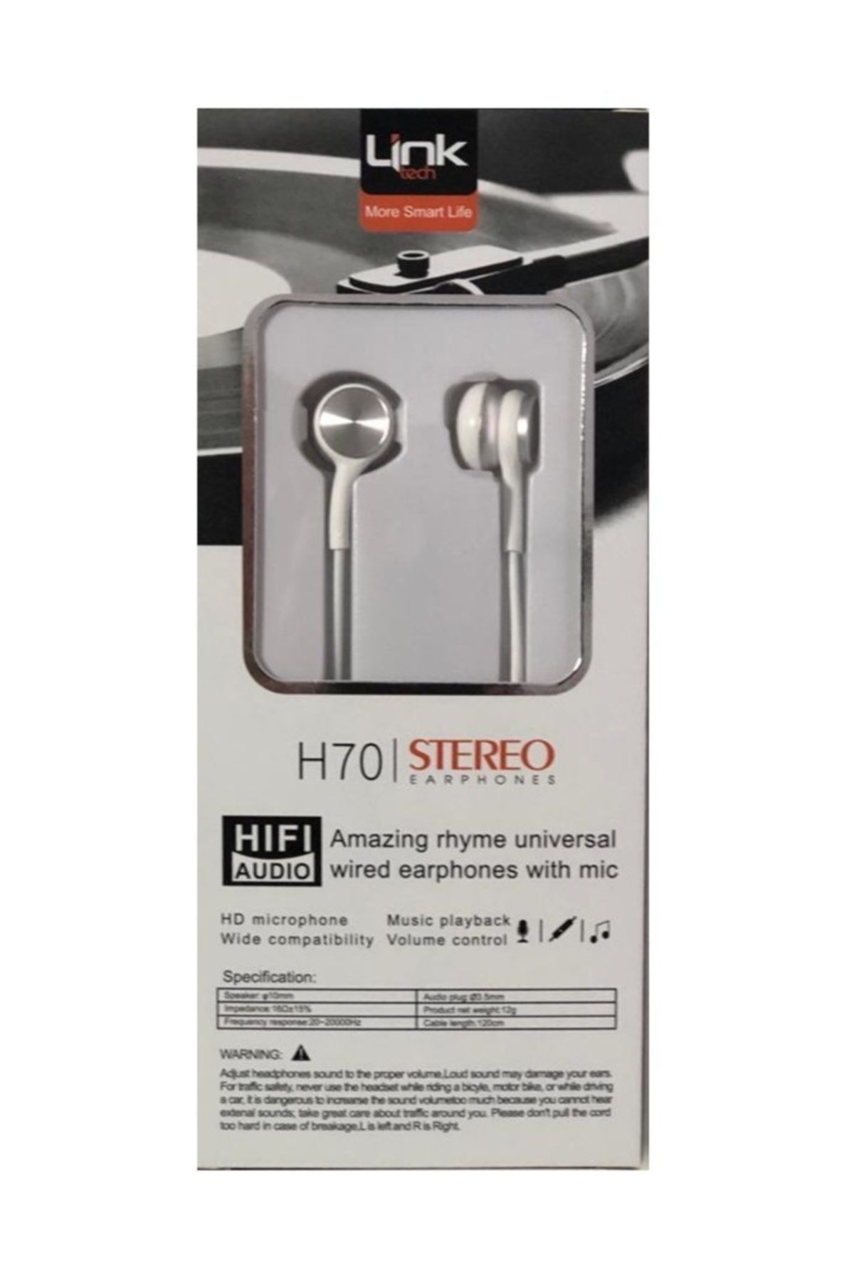 Linktech H70 Mikrofonlu Stereo Kulak İçi Kulaklık Beyaz
