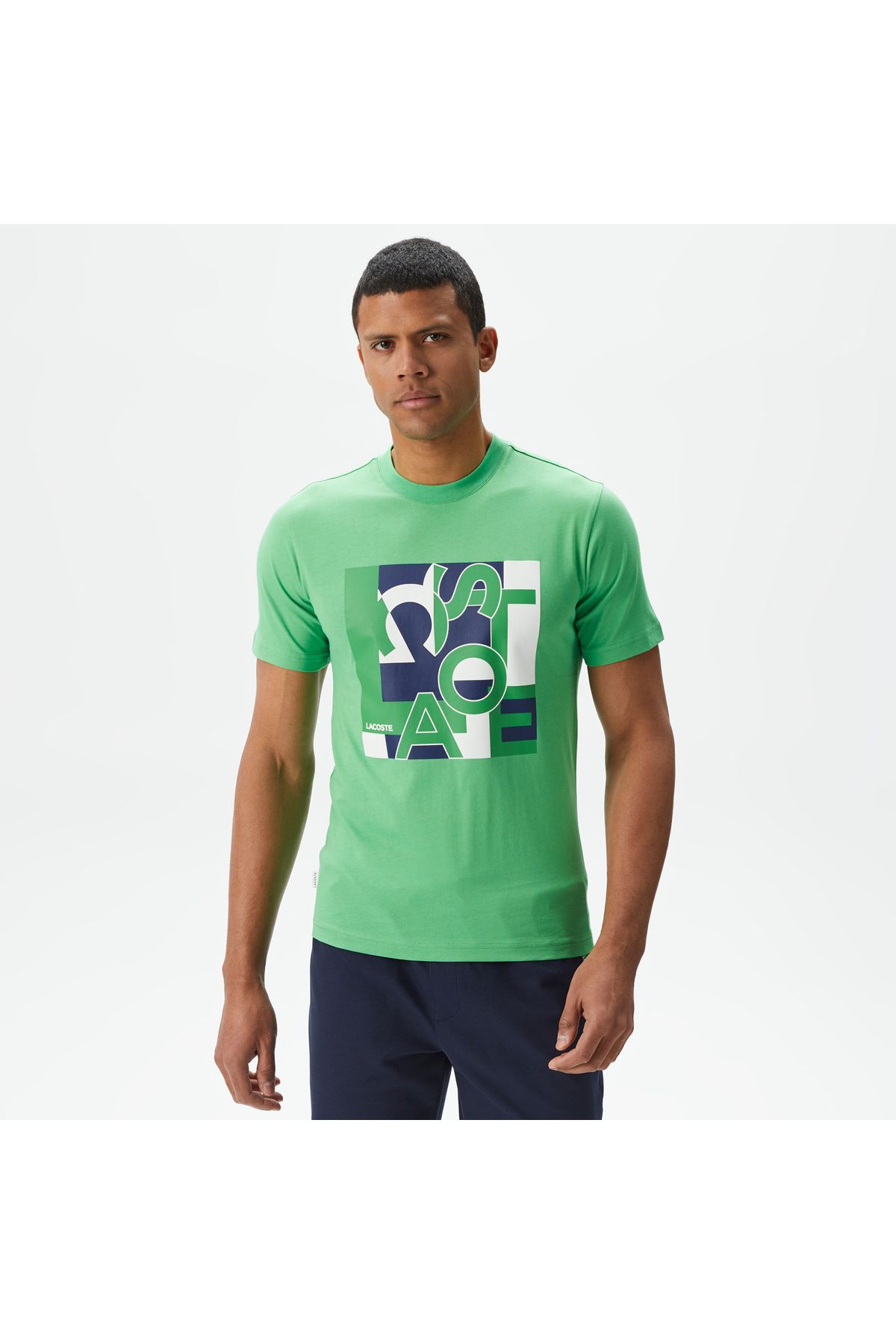 Lacoste Erkek Slim Fit Bisiklet Yaka Baskılı Yeşil T-shirt