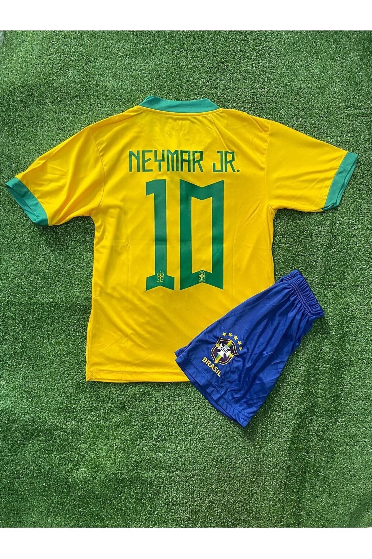 ZİLONG Brezilya Neymar Dünya Kupası Futbol Çocuk Forması 3'lü Set Çorap Hediyeli