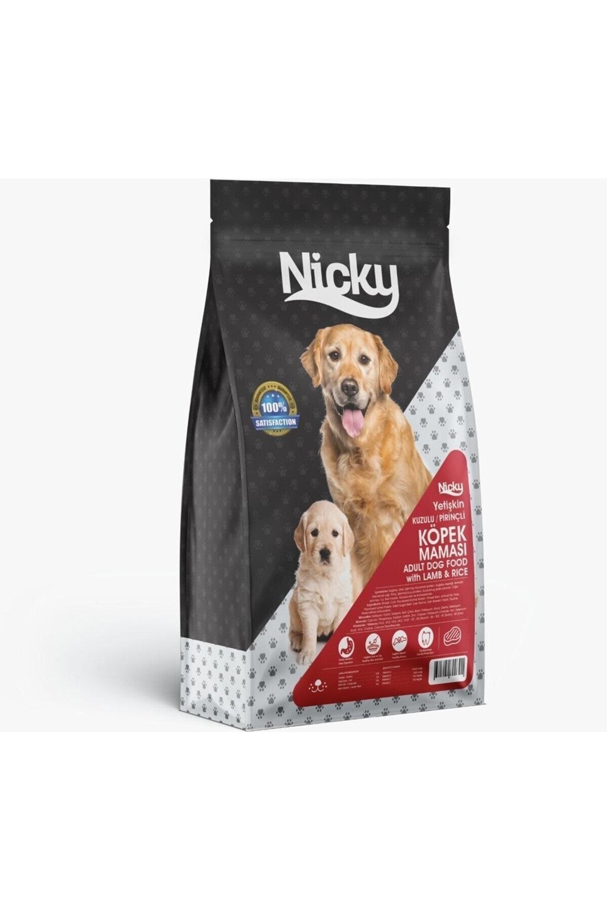 Nicky Yetişkin Kuzulu Pirinçli Köpek Maması-15 Kg