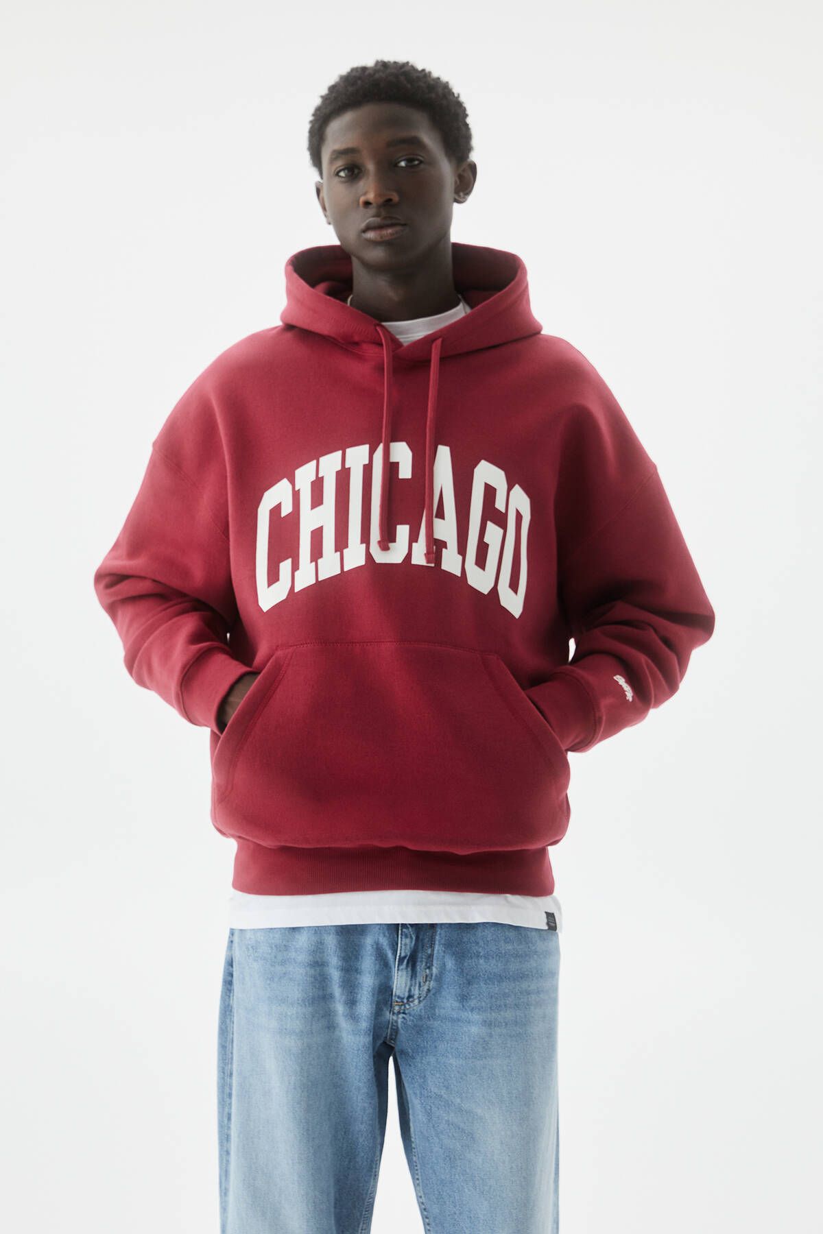 Pull & Bear Kırmızı Chicago kapüşonlu sweatshirt