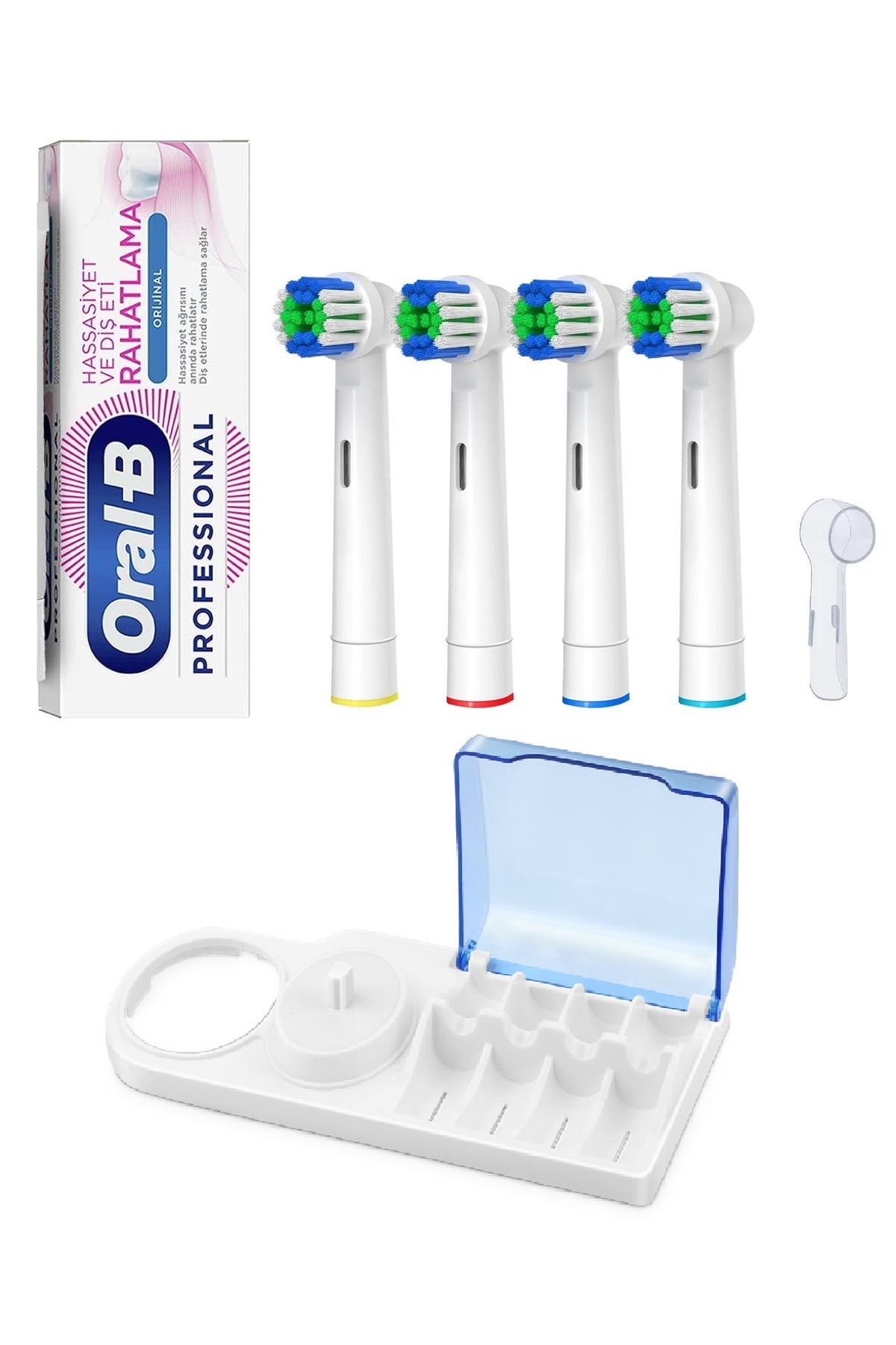 Oral-B Diş Macunu - 4 Adet Muadil Pricesion Clean Yedek Başlık - 1 Adet Kapak - Stand