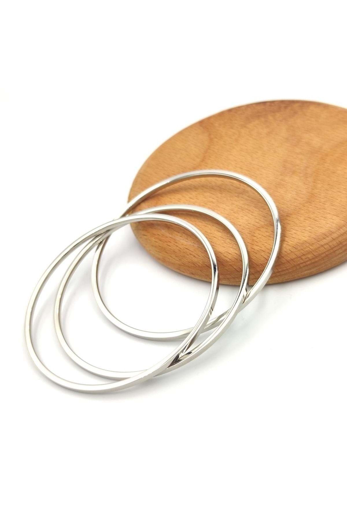 Güler Yüzlü Silver Üçlü Ince Ray Çelik Bilezik 6,5 Cm - Beyaz Fiyatı ...