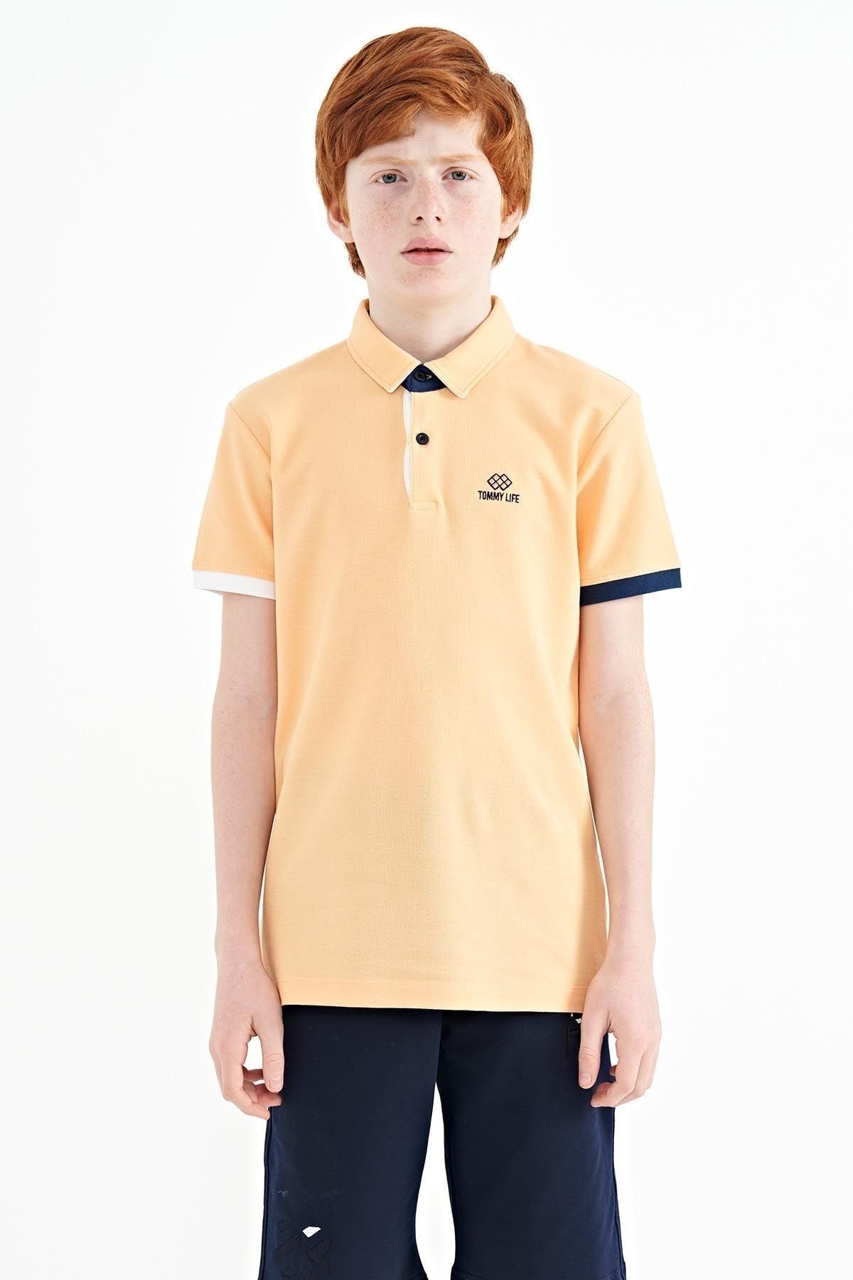 TOMMY LIFE Kavun Içi Logo Nakışlı Standart Kalıp Polo Yaka Erkek Çocuk T-shirt - 11083