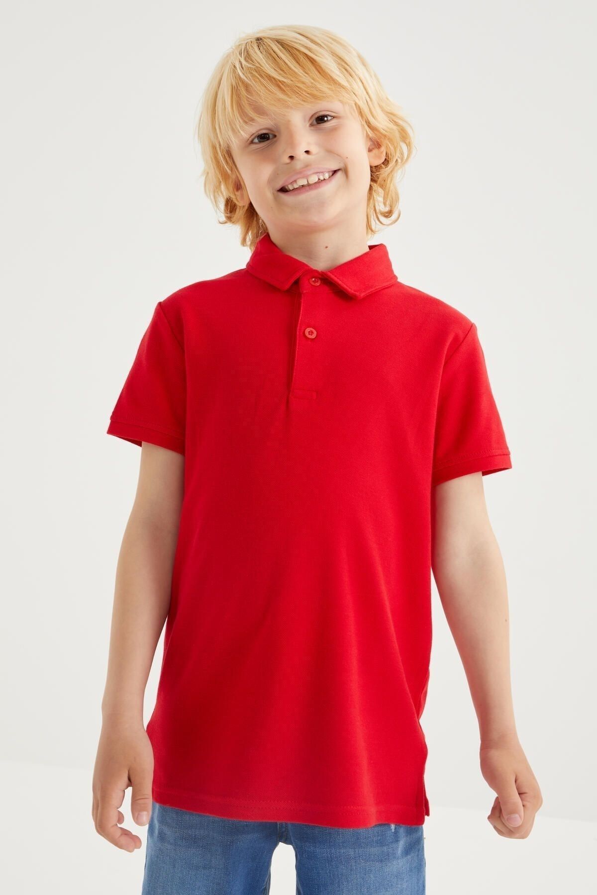 TOMMY LIFE Kırmızı Klasik Kısa Kollu Polo Yaka Erkek Çocuk T-shirt - 10962