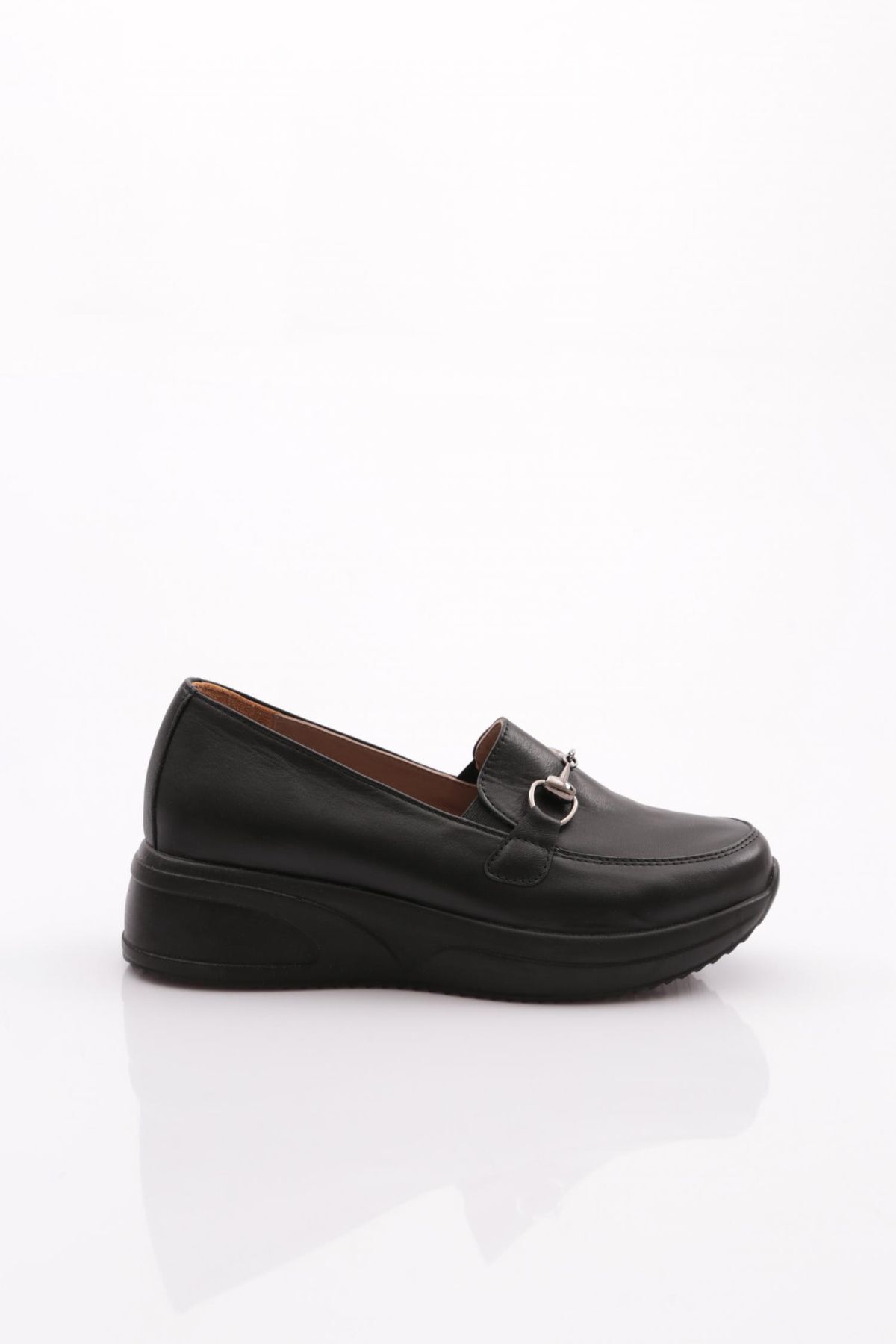 Dgn 2237 Kadın Kalın Taban Comfort Ayakkabı Hakiki Deri Siyah