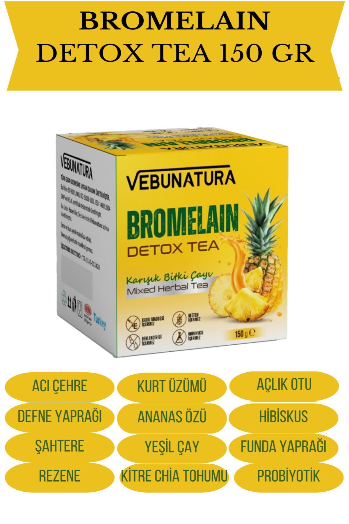 VEBUNATURA Bromelain Detox Tea 150 gr. ve