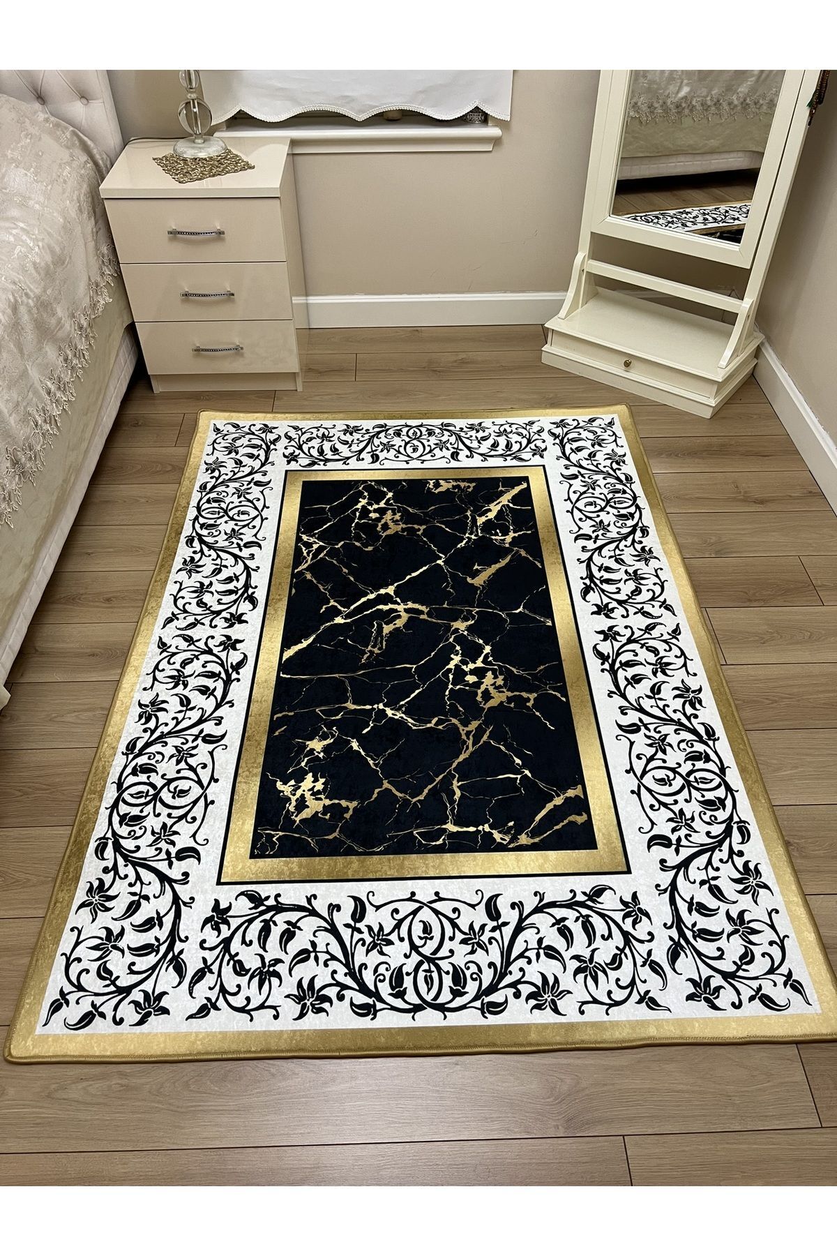 YTR HOME Dijital Baskı Yıkanabilir Kaymaz Taban Dekoratif Salon Mutfak Halısı Yolluk