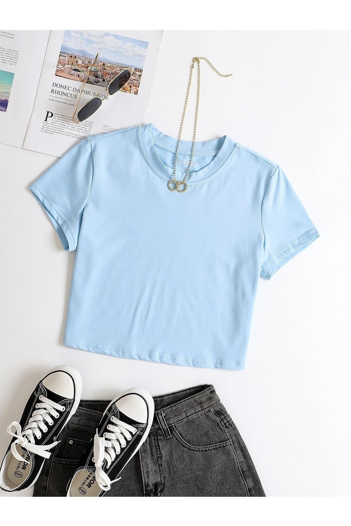 DAXİS Sportwear Company Renkli Oversize Crop Tshirt