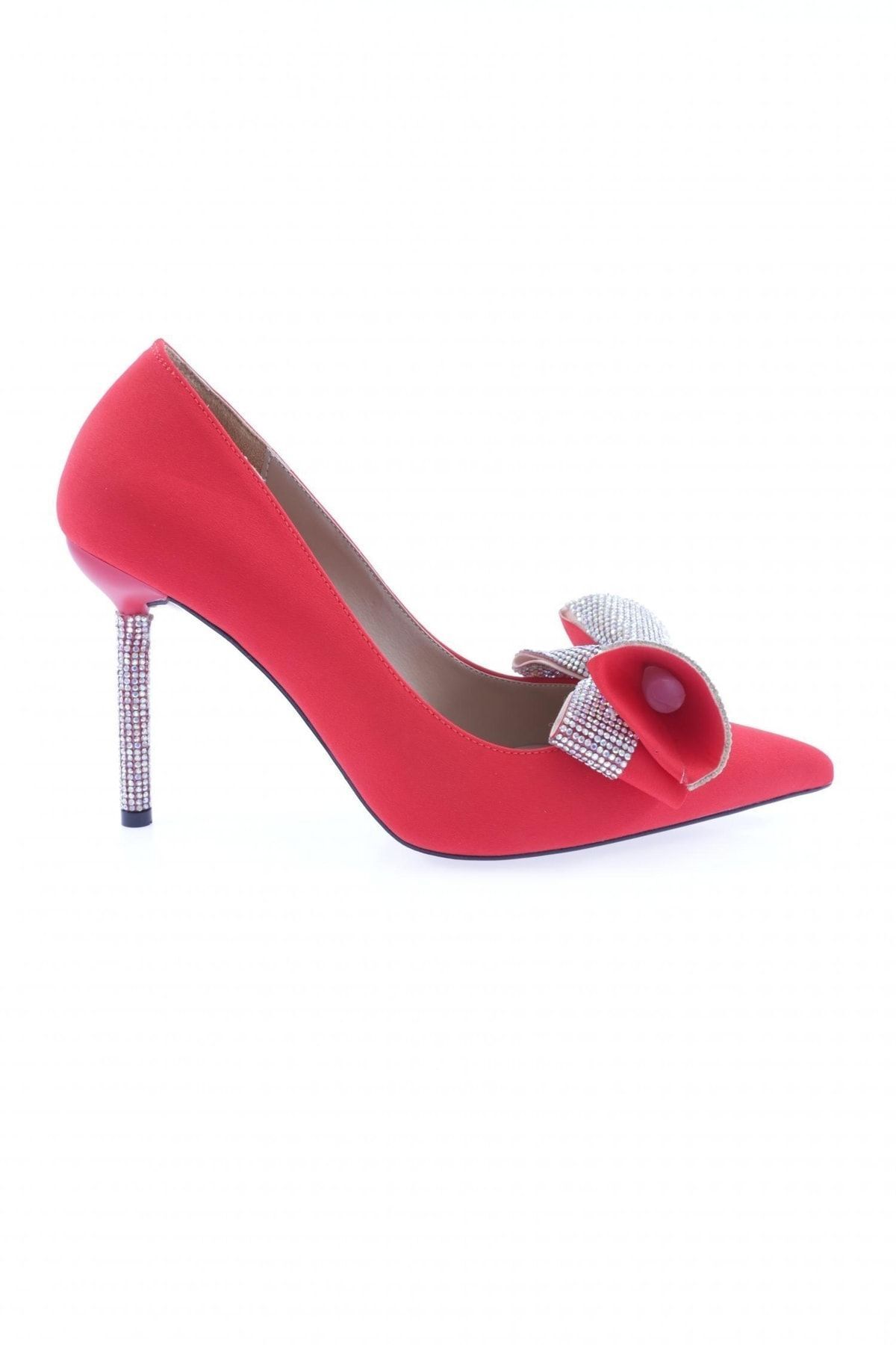 Dgn 5095-23y Kadın Topuklu Ayakkabı Kırmızı Likra