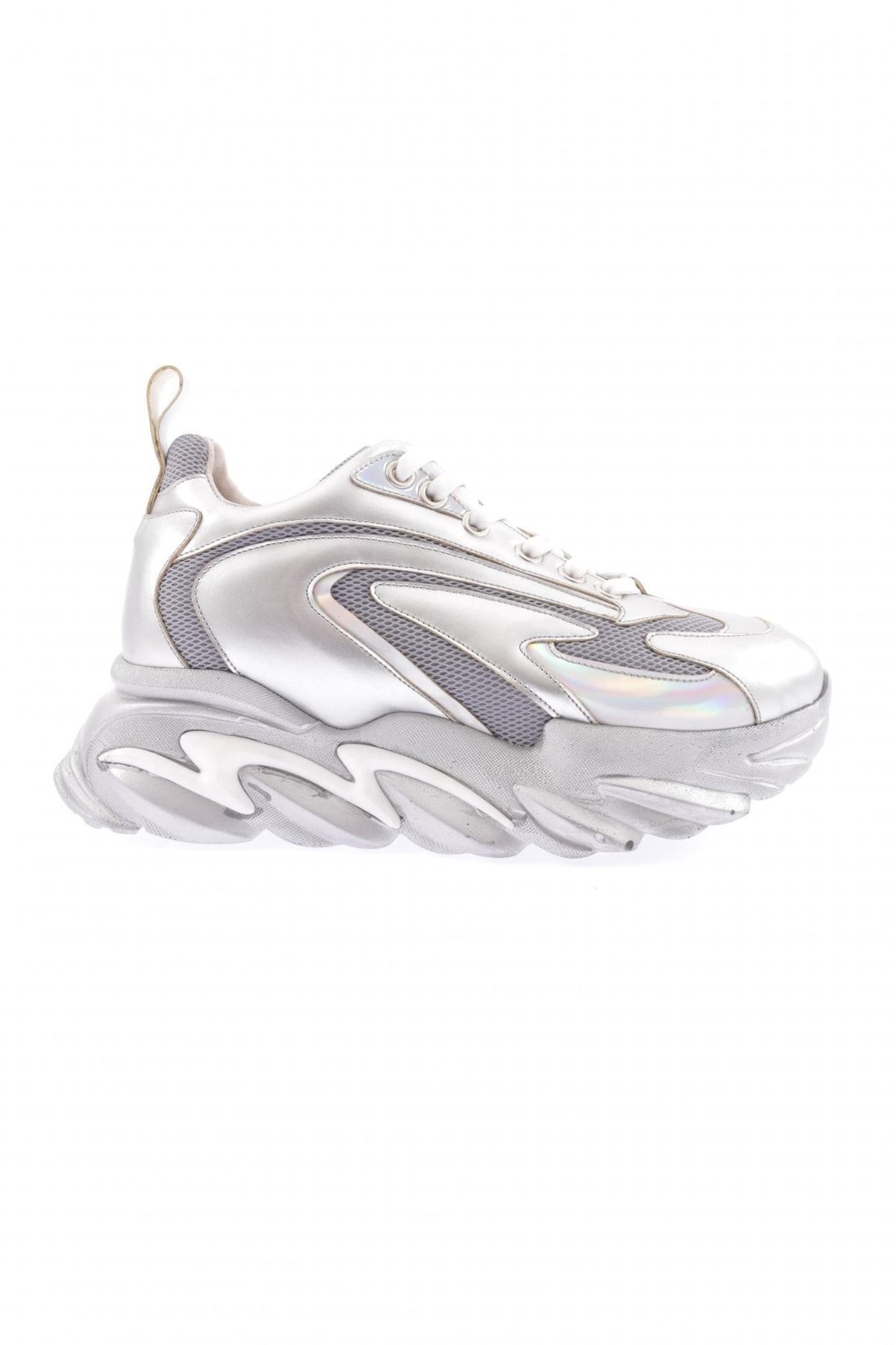 Dgn 1033-22k Kadın Kalın Taban Sneakers Ayakkabı Gümüş