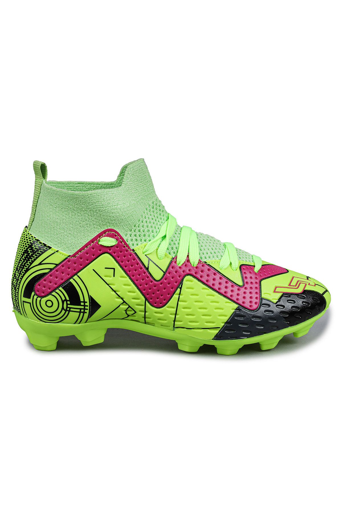 Jump 30226 Sarı - Yeşil - Kırmızı Çoraplı Çim - Halı Saha Krampon Futbol Ayakkabısı