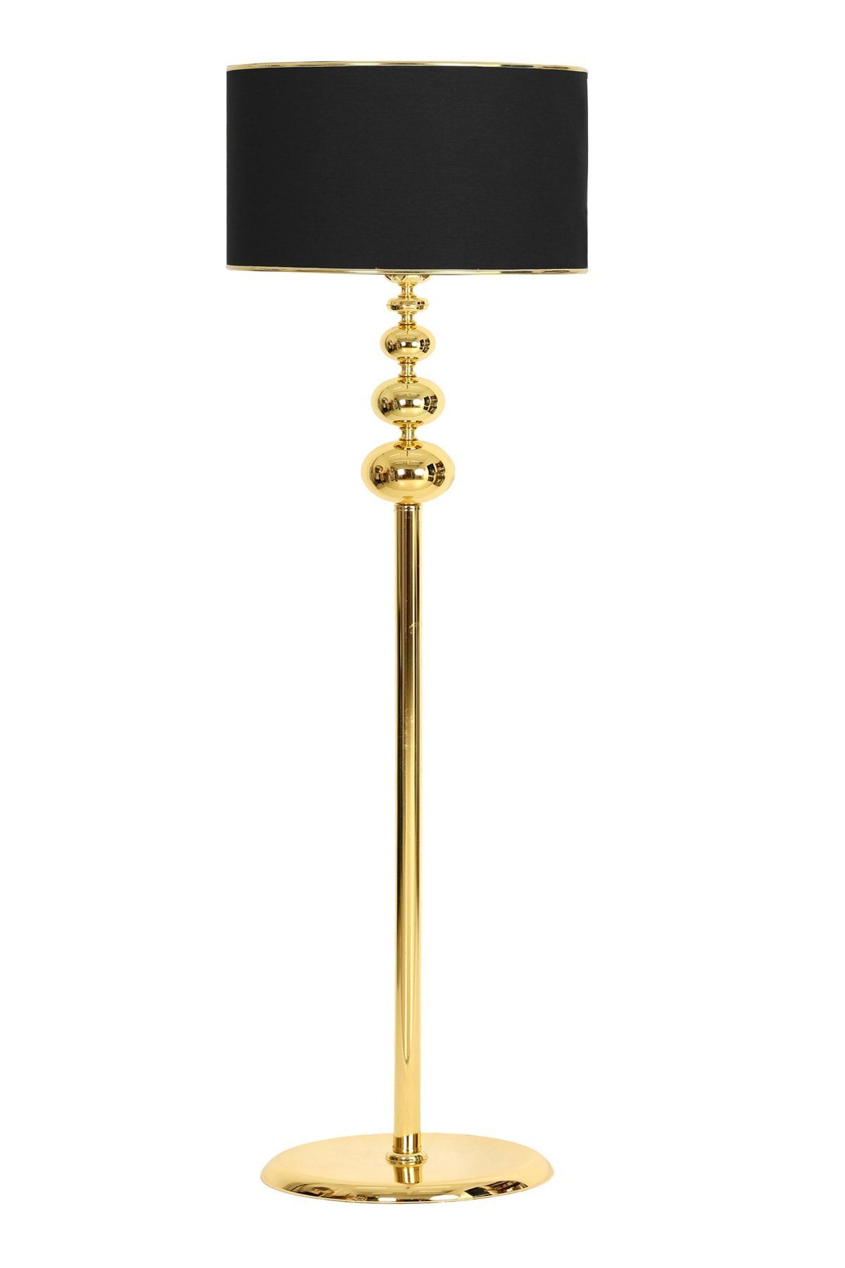 Vinner Vega Gold Kaplama Üçlü Küre Metal Lambader - Gold Şeritli Siyah