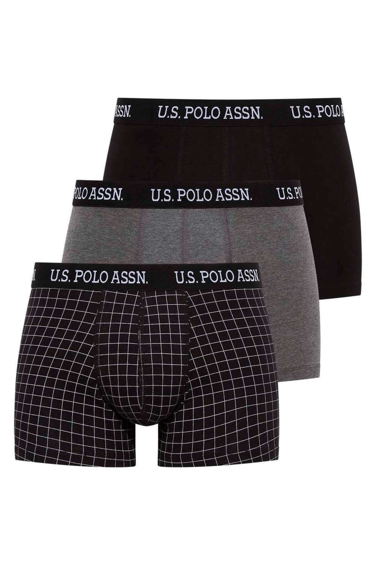 U.S. Polo Assn. U.S. Polo Assn. Erkek Siyah - Antrasit Melanj - Siyah 3 Lü Boxer