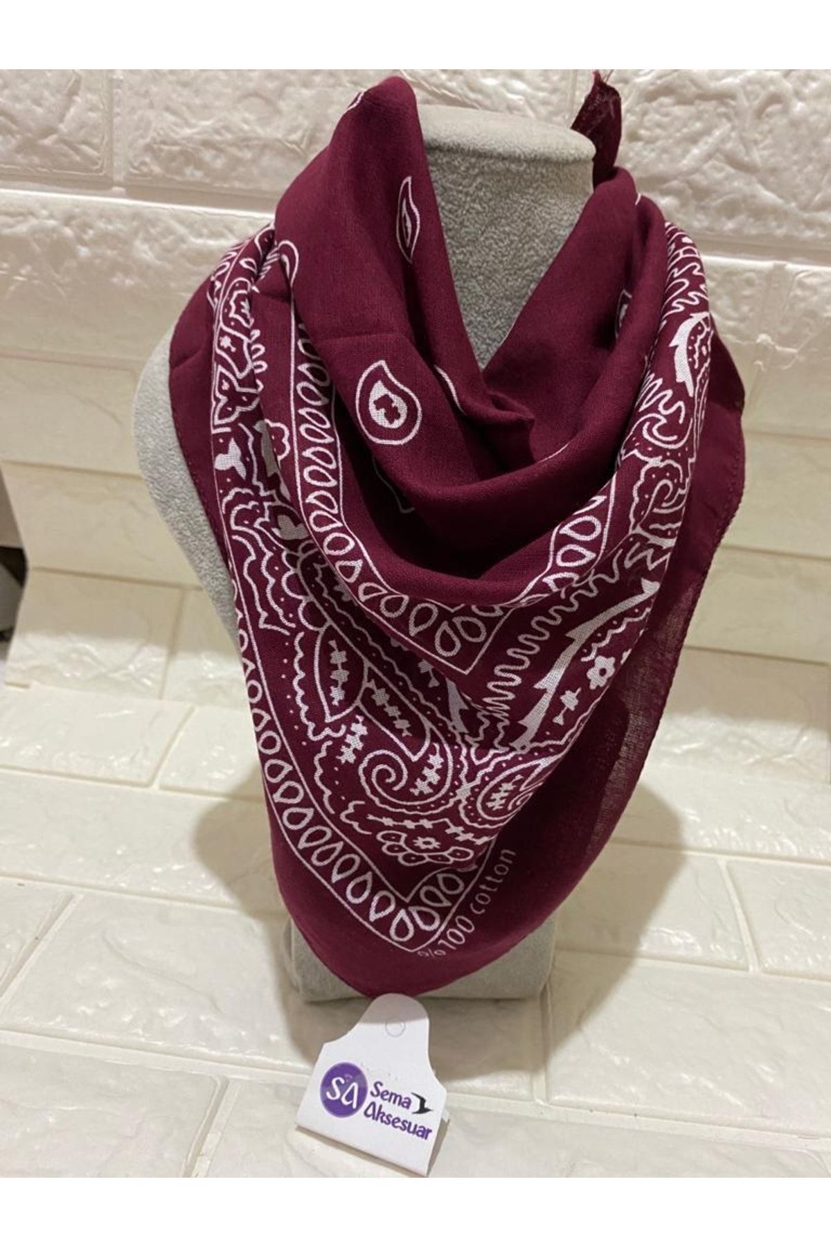 sema aksesuar %100 Pamuk Unisex Etnik Desenli Bandana Fular