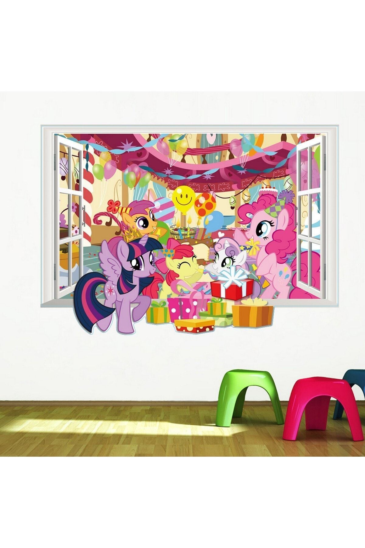CRYSTAL KIDS My Little Pony Doğumgünü Partisi Bebek Ve Kız Çocuk Odası Dekorasyonu 3d Pvc Duvar Sticker