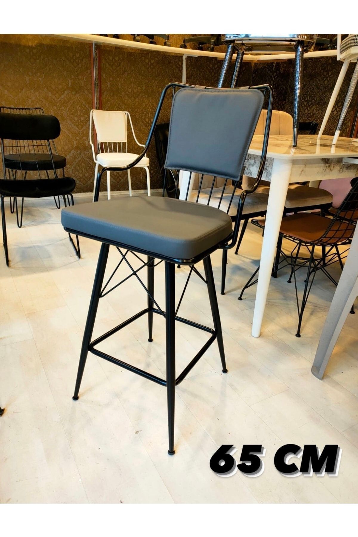 Sandalye Shop (yeni) Reina Bar Sandalyesi 65 Cm Antrasit.90 Ile 100 Cm Arası Ada&masalara Uygundur