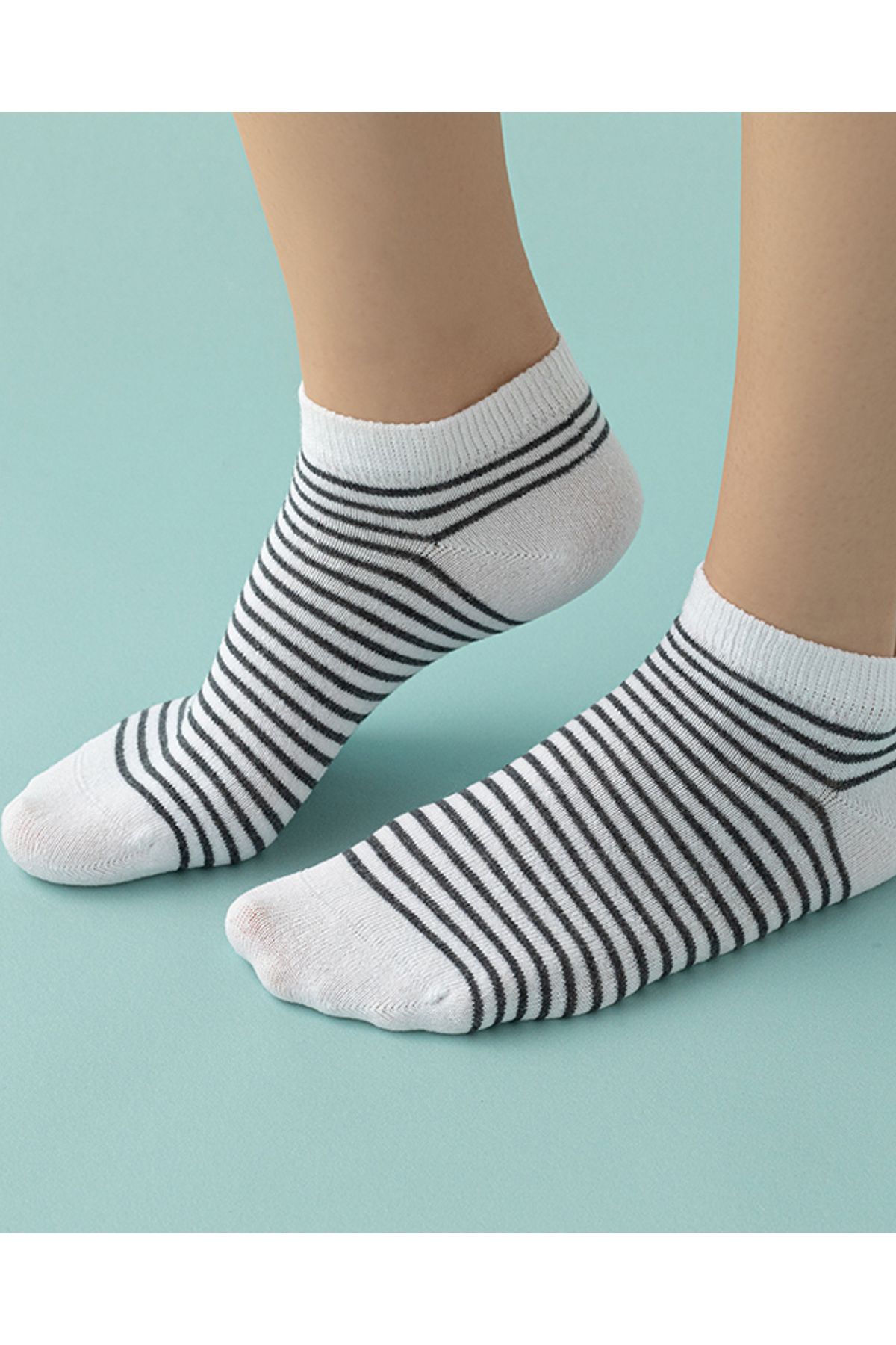 English Home Moniz Pamuk Kadın 5’li Patik Çorap Siyah-beyaz Antrasit