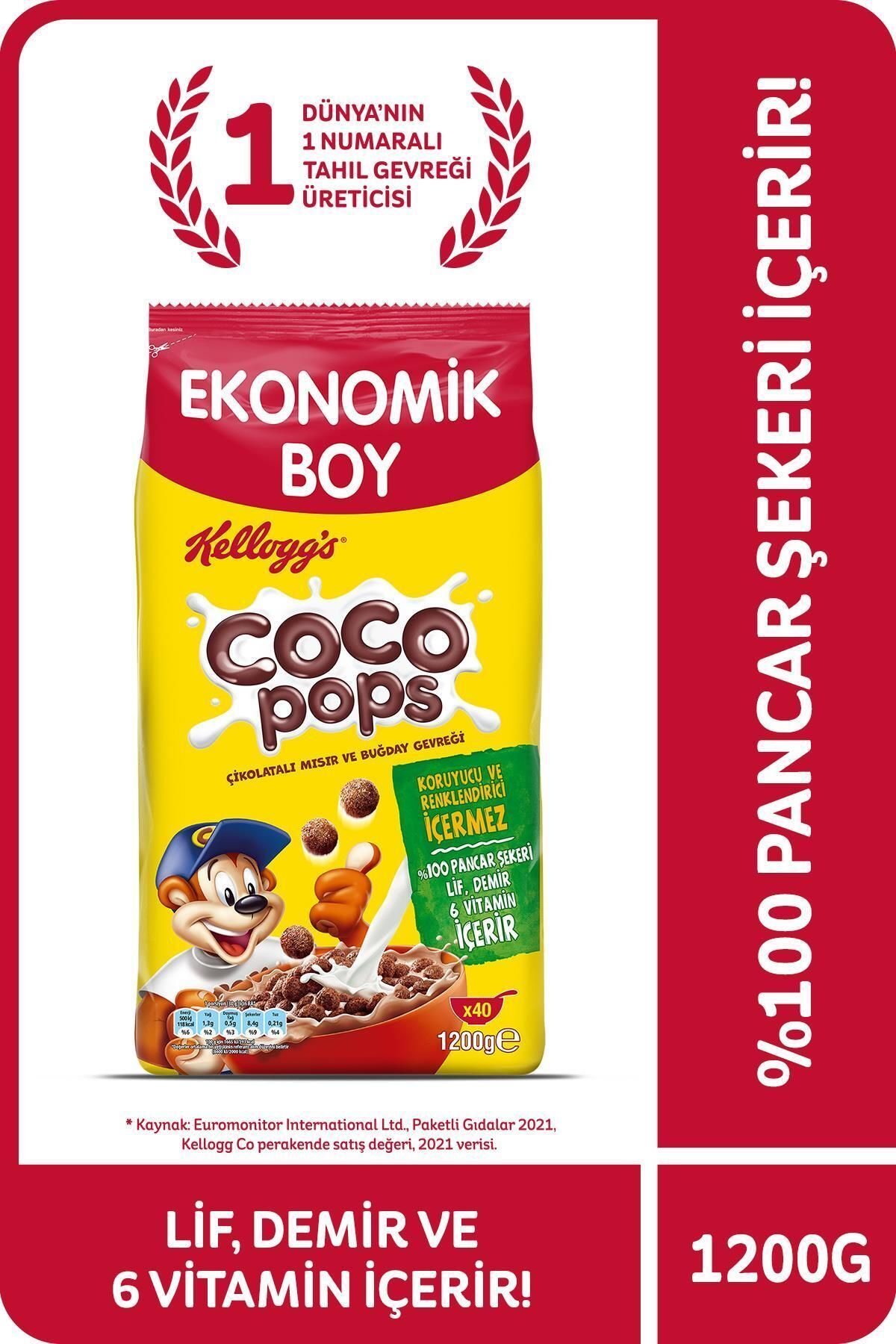 Kellogg's Coco Pops Çikolatalı Buğday Ve Mısır Gevreği 1200 Gr, Lif, Demir Ve 6 Vitamin Içerir