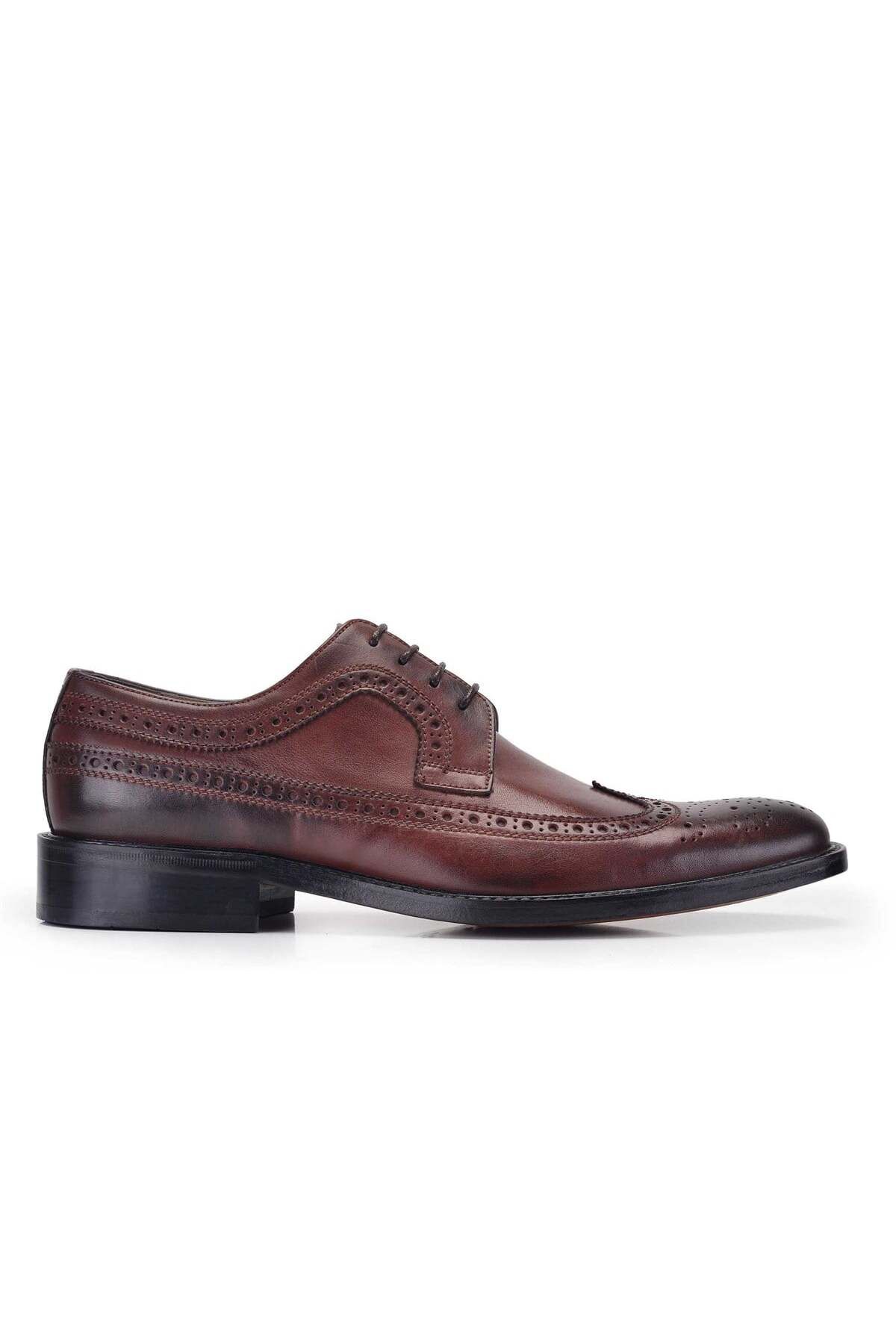 Nevzat Onay Hakiki Deri Kahverengi Klasik Bağcıklı Kösele Erkek Ayakkabı -8848-