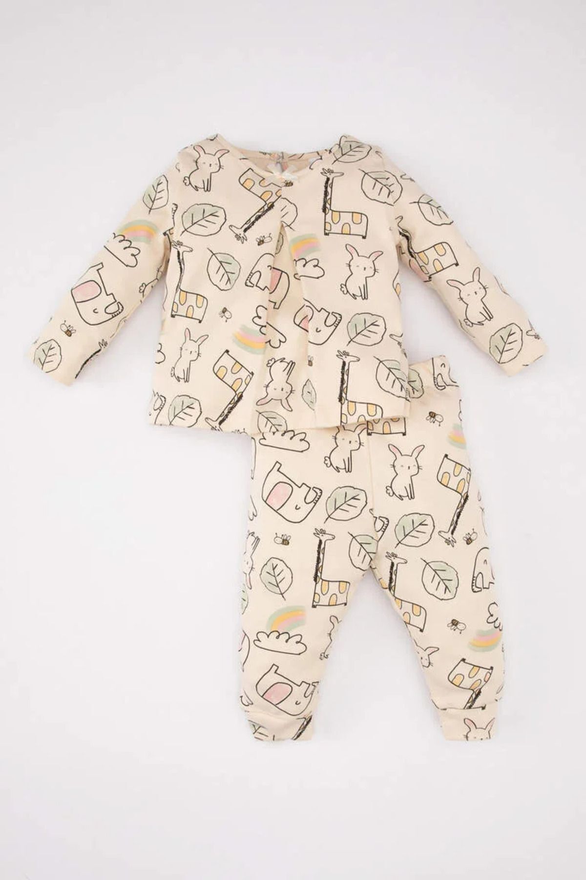 Defacto Kız Bebek Desenli Uzun Kollu Pijama Takımı B9238a524sp