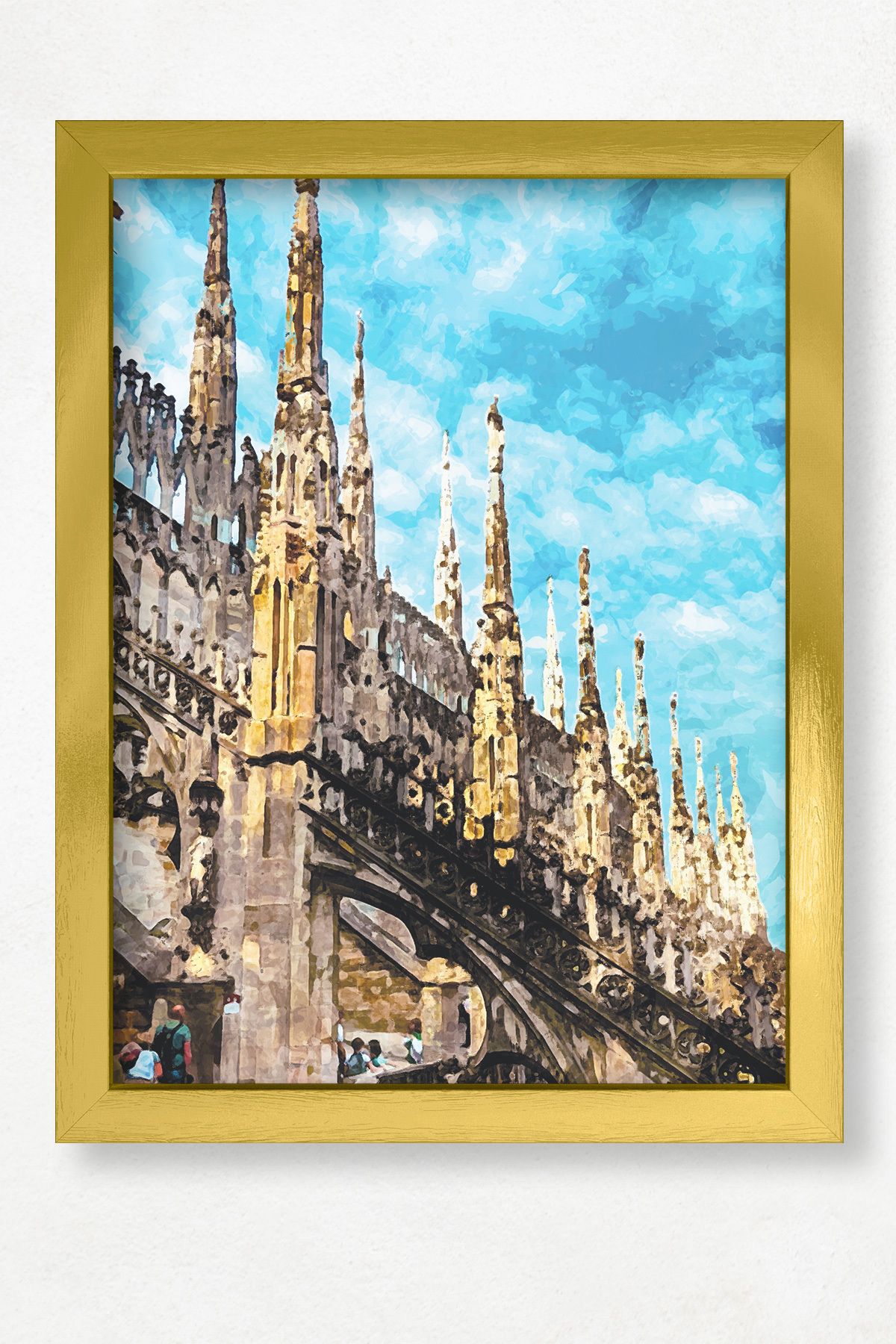 DuoArt La Sagrada Familia-Barselona/İkonik Yapılar/Doğal Ahşap Çerçeveli Poster/Çerçeve Rengi:Altın