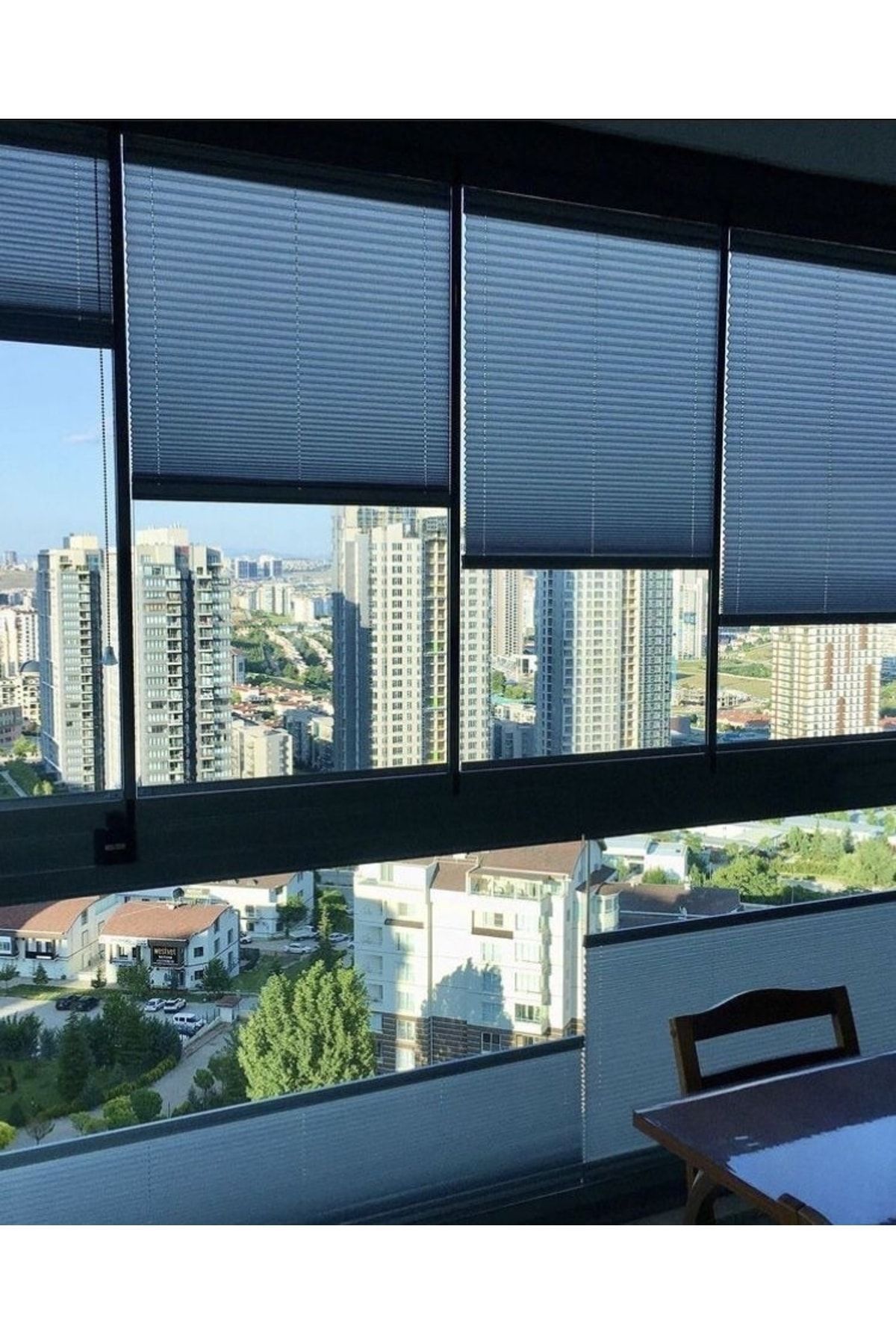yağmur zebra Katlanabilir Cam Balkon Perdesi Ev Perdesi Ofis Perdesi (SİYAH) Plise Perde