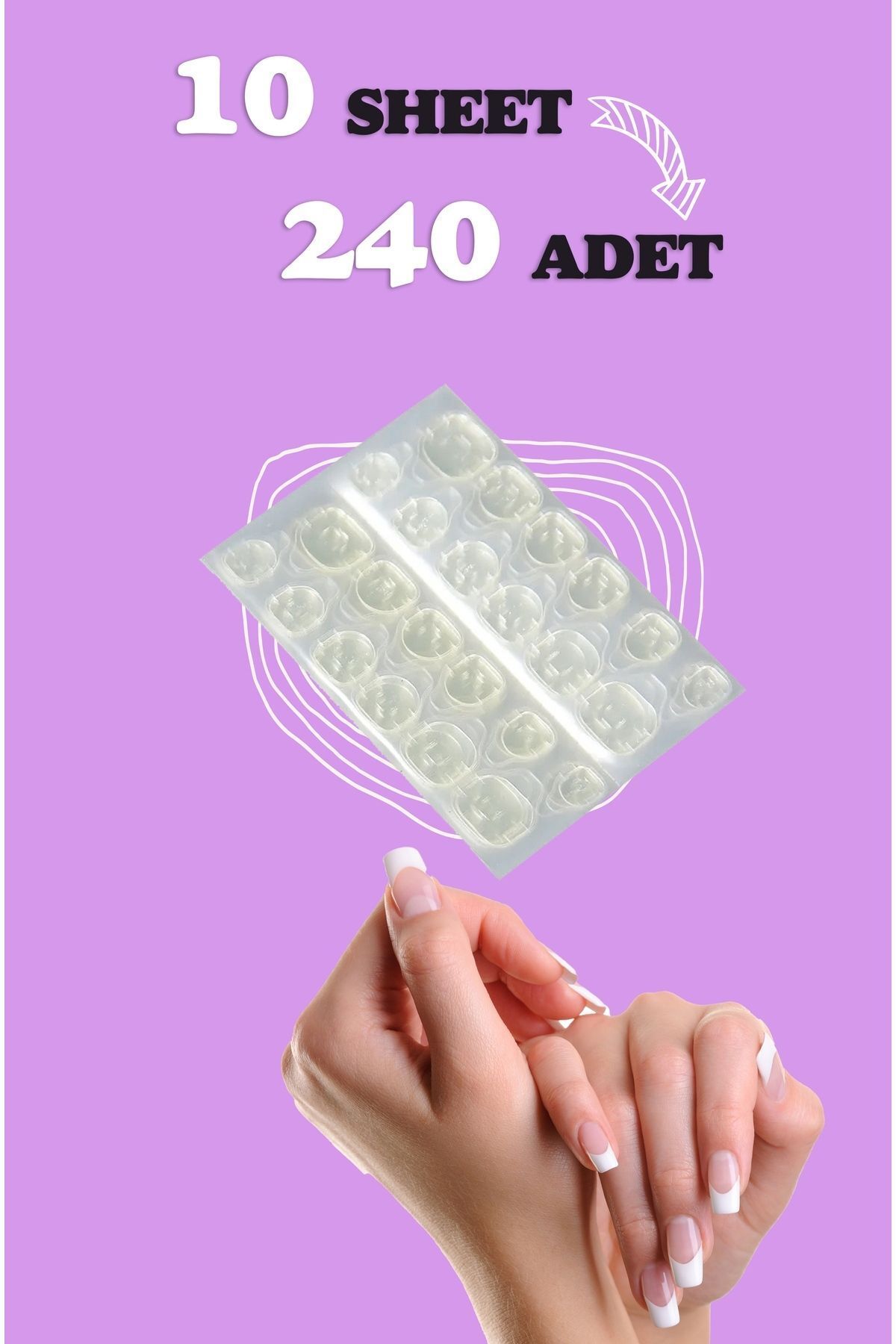 Ardinyo 240 Adet Takma Tırnak Yapıştırıcı Protez Yapıştırıcı Jel Sticker Tak Çıkar Yapıştırma Bandı