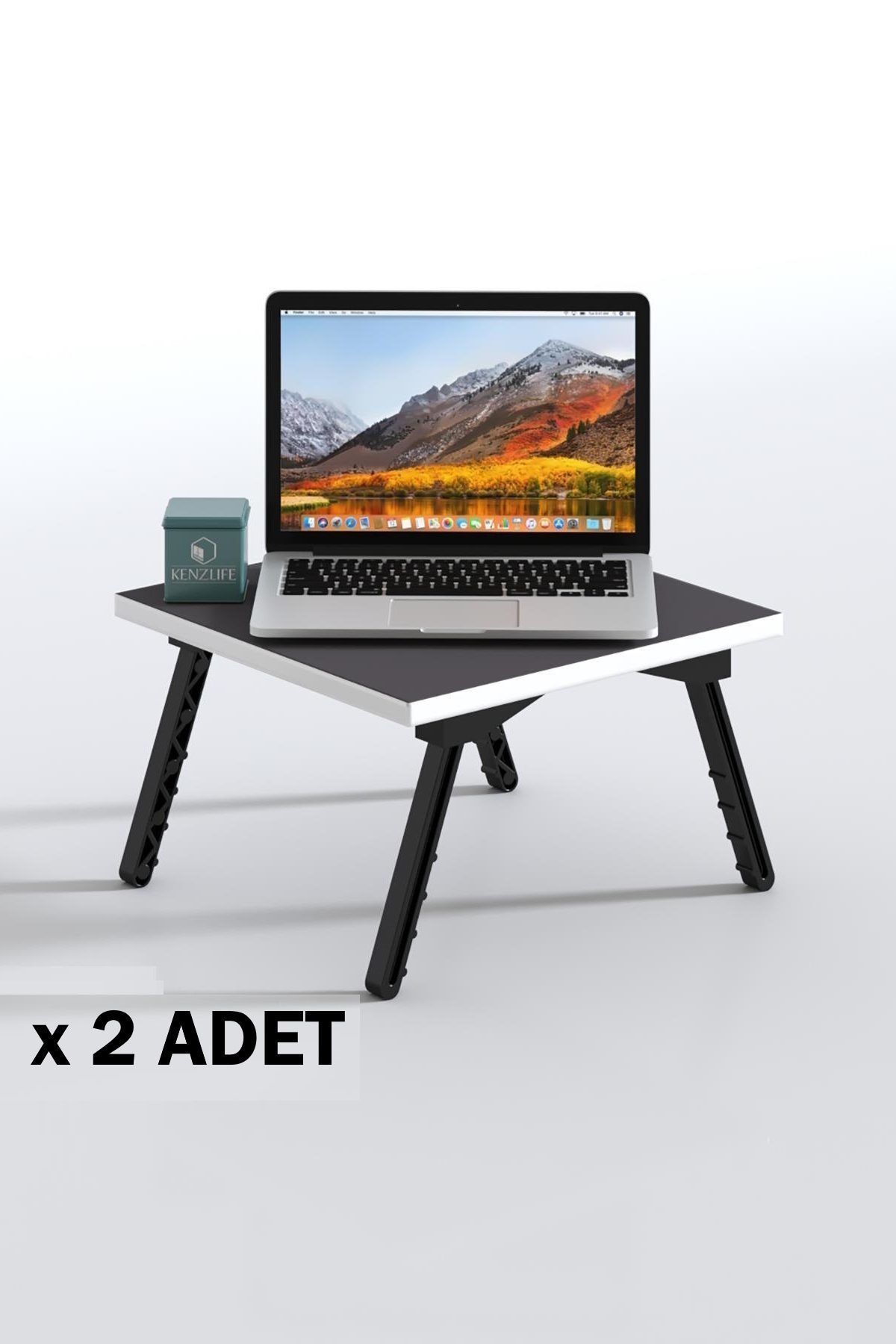 Kenzlife laptop dizüstü bilgisayar sehpası tankutay gri 2 li set 20*39*39 yemek sofra siyah ayak