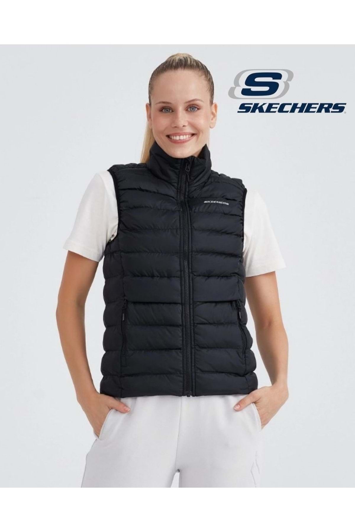 Skechers W Outerwear Padded Vest S231239-001 Kadın Yelek Siyah