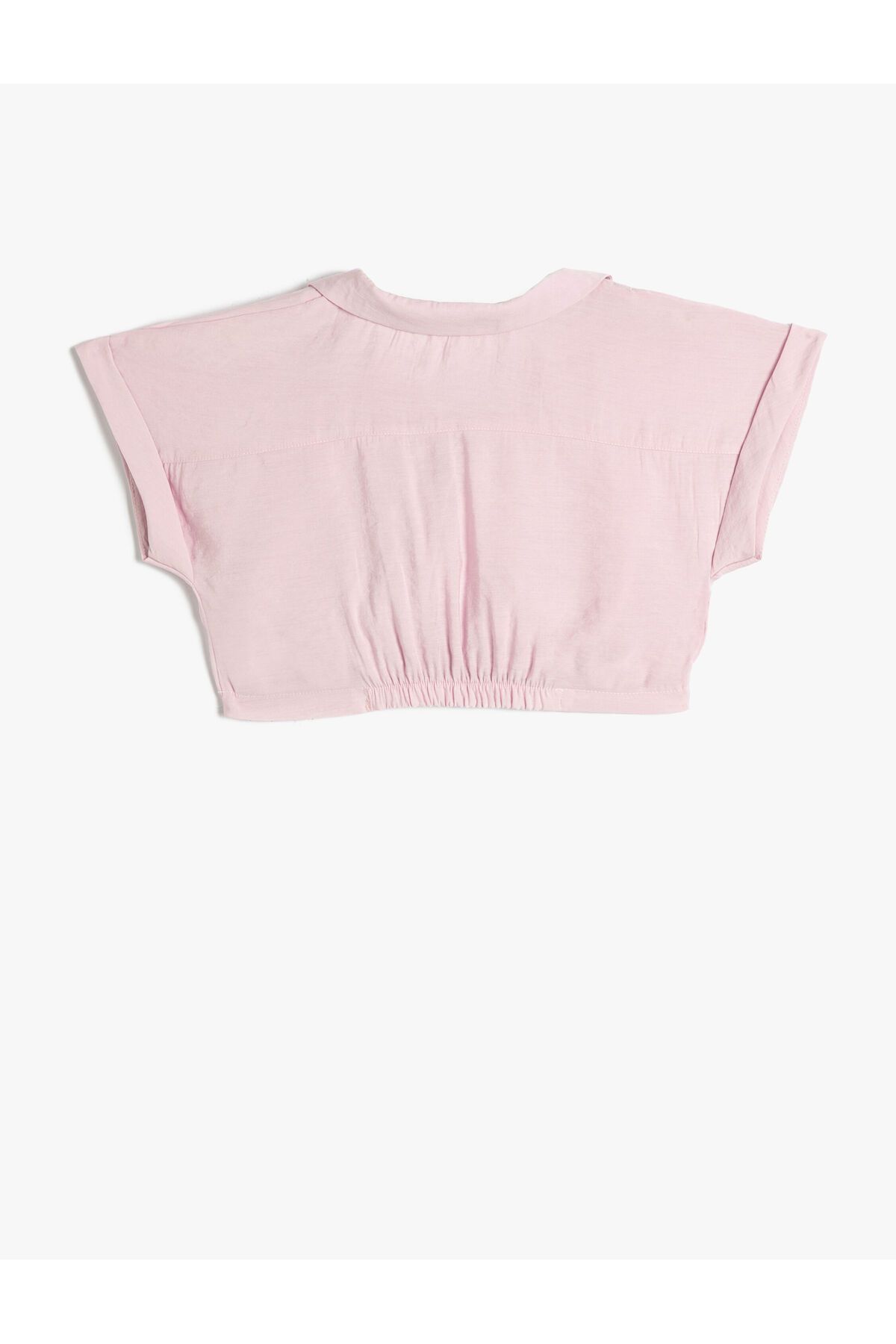 Koton Crop Bluz Kısa Kollu Gömlek Yaka Önden Bağlamalı Modal Kumaş