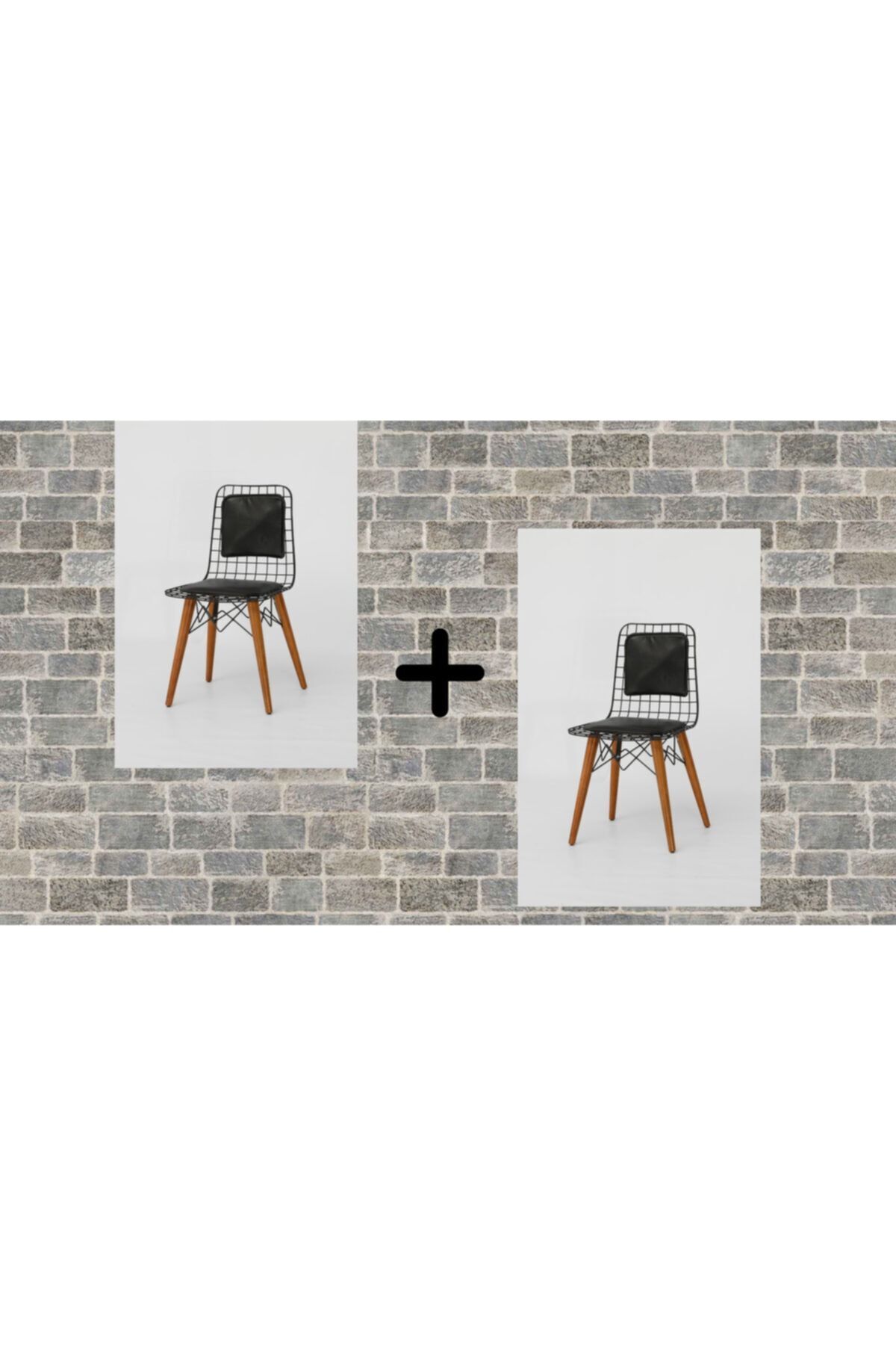 BY ORHAN GÜZEL Mutfak Sandalyesi , Balkon Sandalyesi , Salon Sandalyesi 2'li Ahşap Ayaklı Sırtlı Tel Sandalye