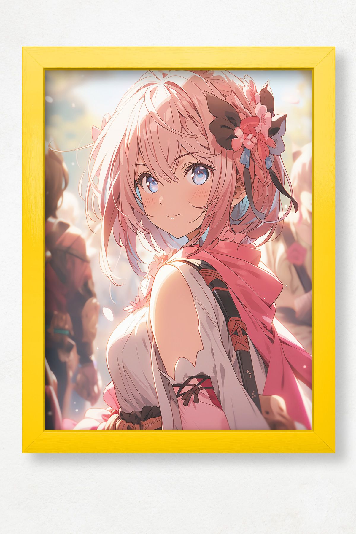 DuoArt Anime Fighter Girl Anime Poster/Doğal Ahşap Çerçeveli Poster/Çerçeve Rengi:Zen Sarı