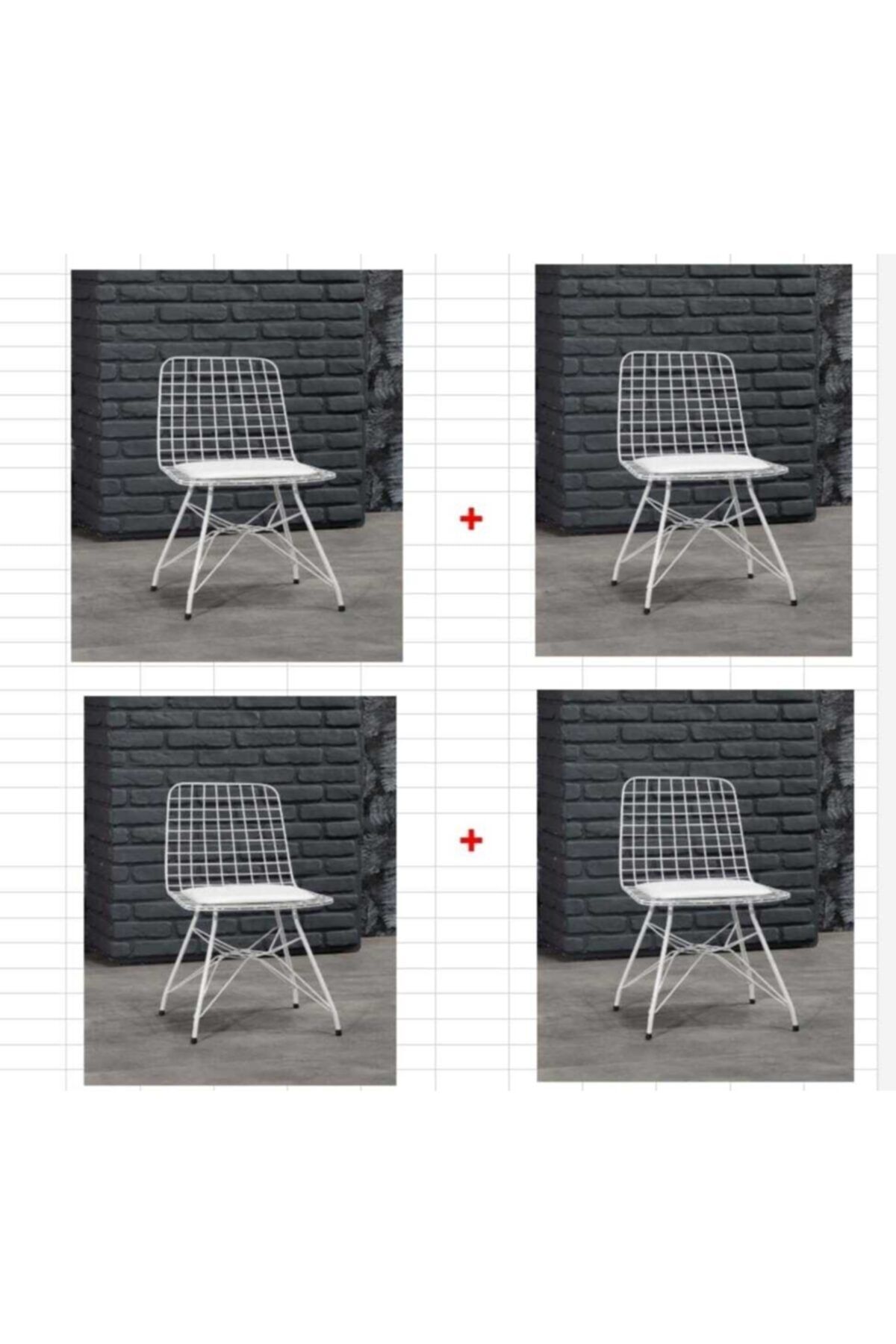BY ORHAN GÜZEL 4'lü Beyaz Eko Tel Sandalye-mutfak Sandalyesi-yemek Odası Sandalyesi-çalışma Sandalyesi