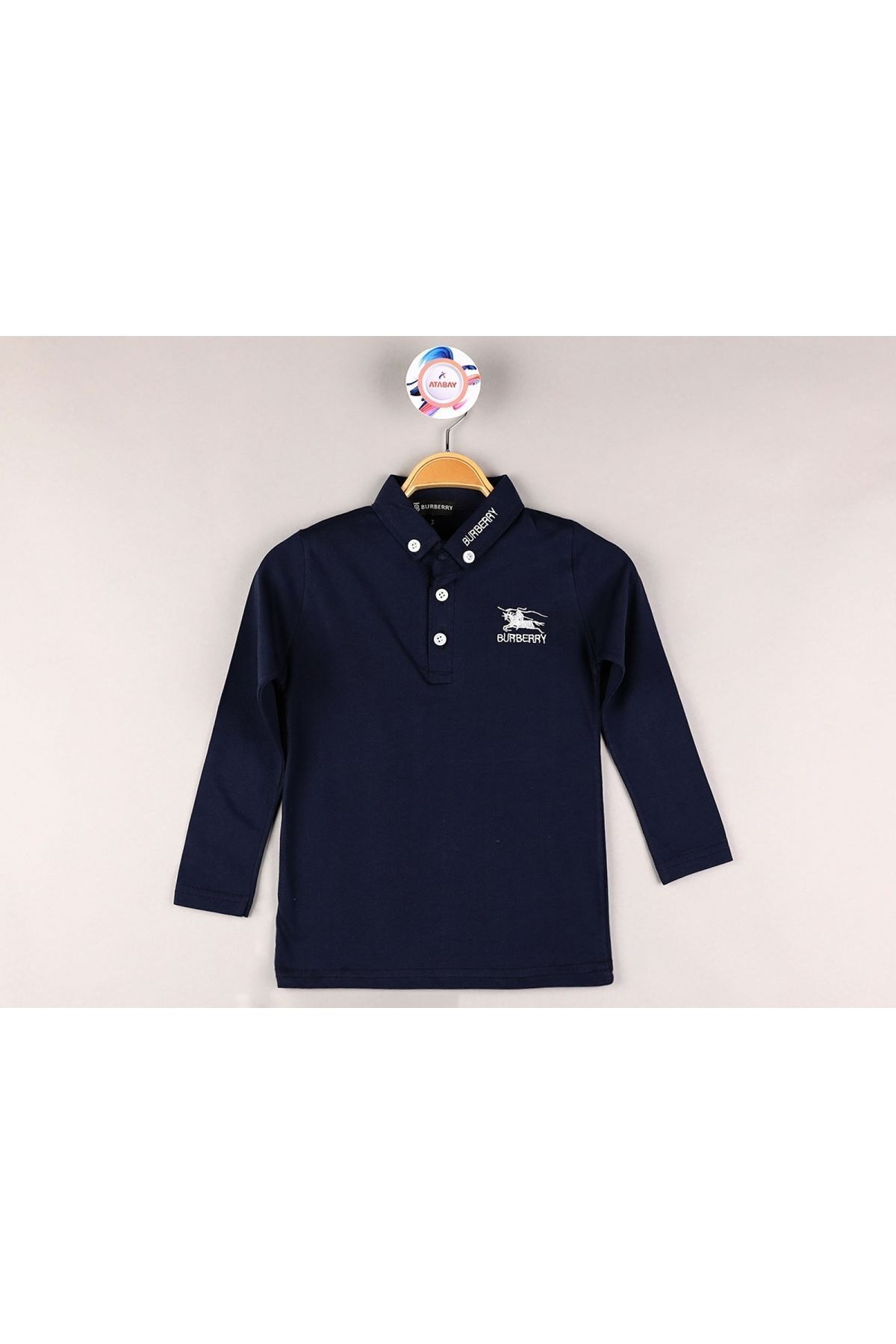 Atabay Kids Digidi Kıds Erkek Çocuk Lacivert Polo Yaka Yazılı Uzun Kollu Bluz