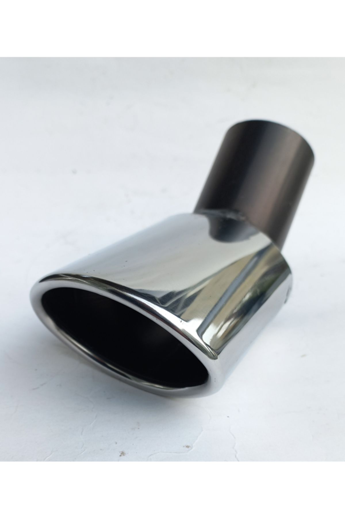 EGZOZCUM 51 mm. Dirsek yassı kesik tekli krom egzoz ucu eksoz
