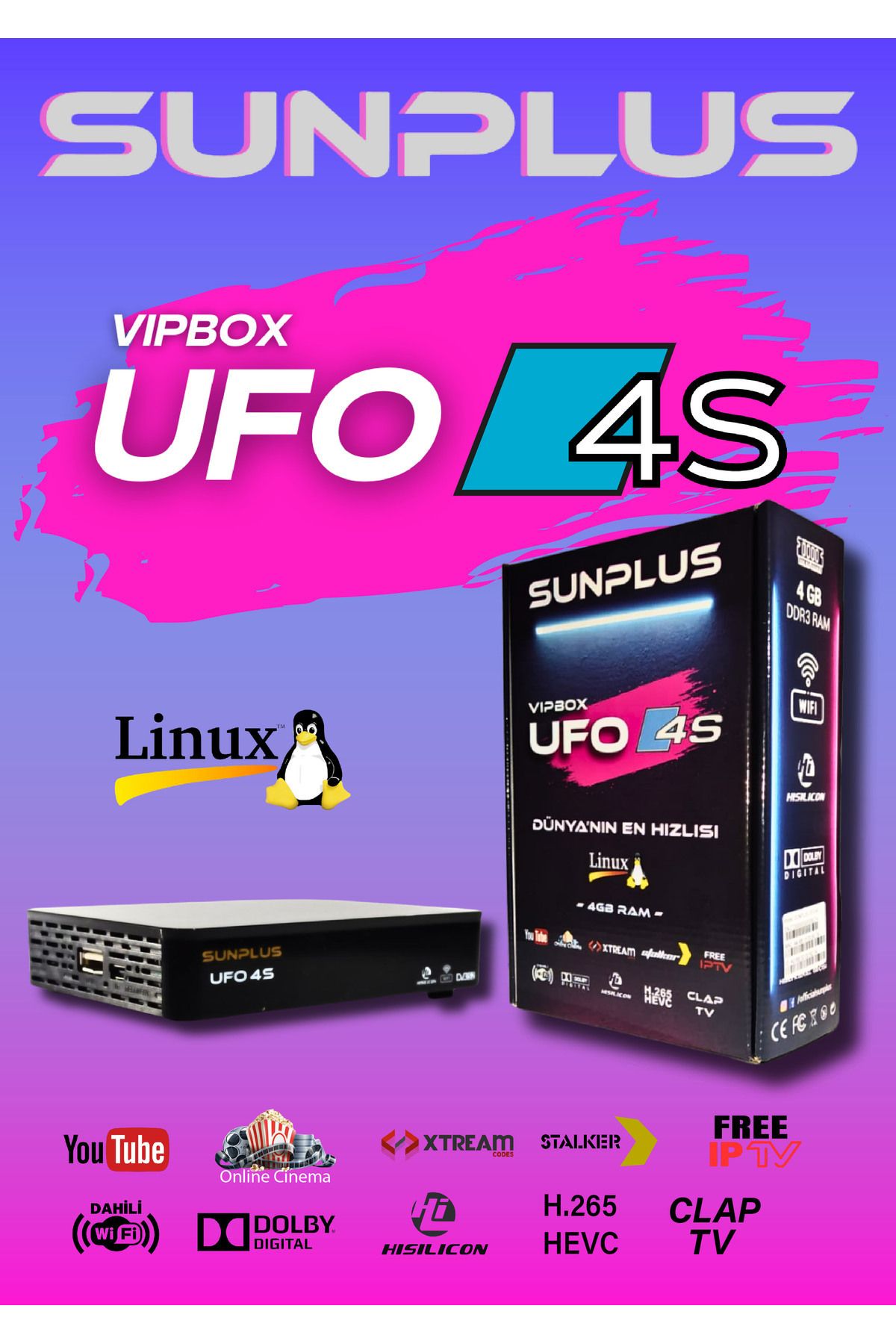 Sunplus Vıpbox Ufo 4S Uydu Alıcısı