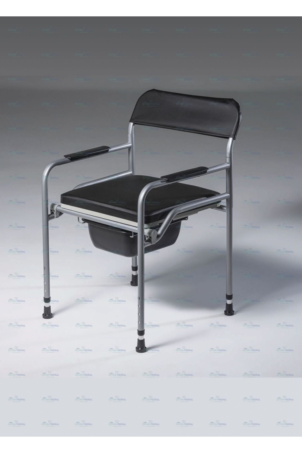 ermöztürk medikal Seyyar Katlanabilir Hasta Yaşlı Tuvalet Sandalyesi Klozetli Wc Li Oturak Döşemeli Koy dayamalı