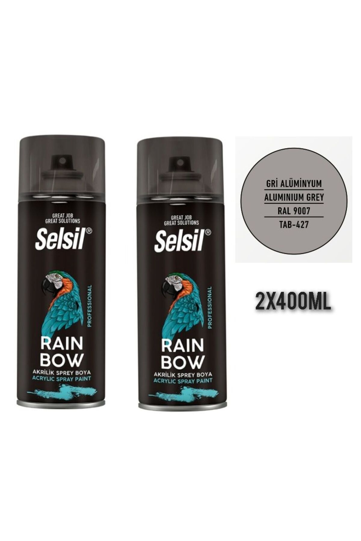 Selsil Rainbow sprey boya gri aluminyum  2 x 400ml