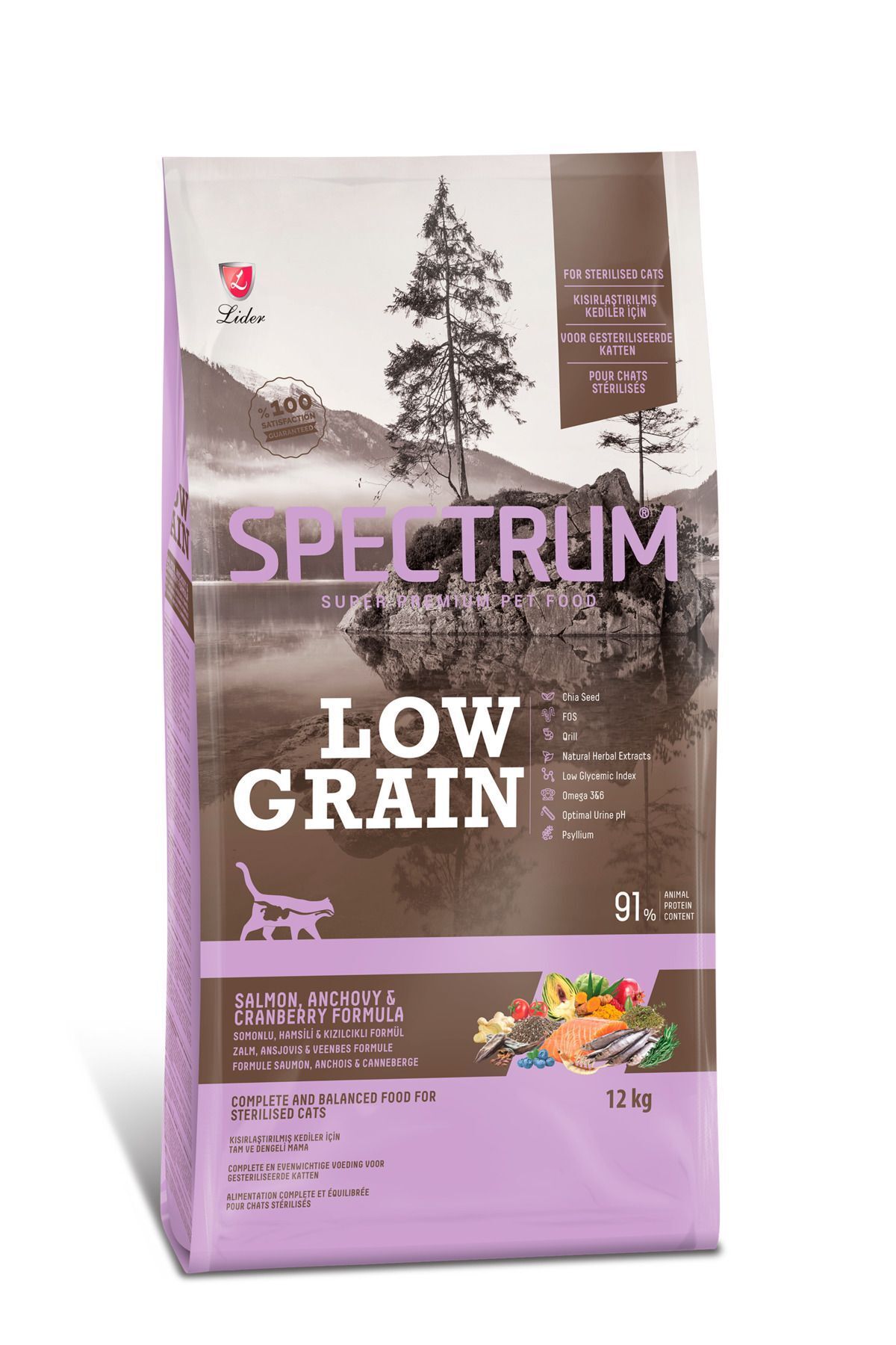 Spectrum Low Grain Somonlu & Hamsili Kısırlaştırılmış Yetişkin Kedi Maması 12 Kg