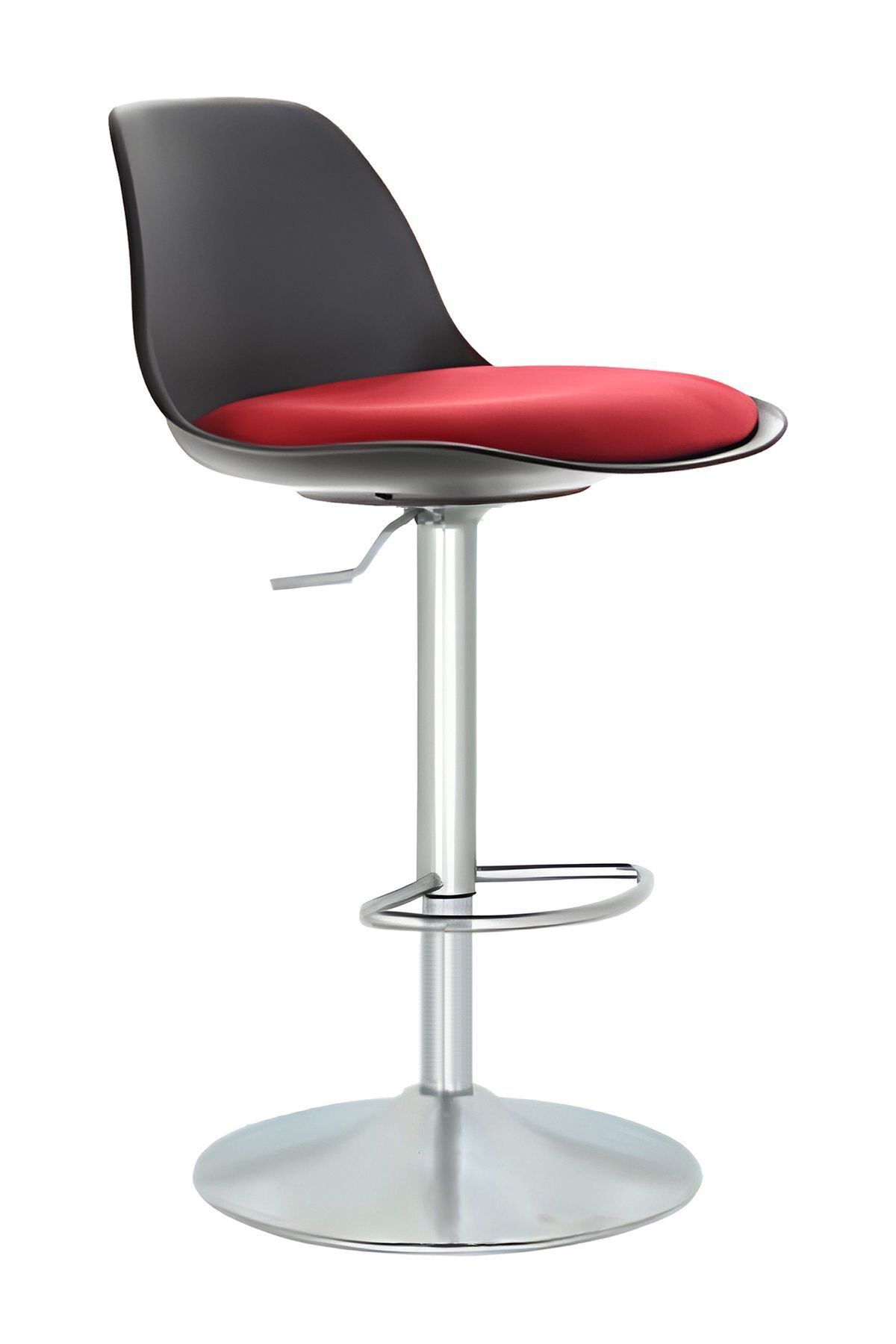 Bürocci Nadya Bar Sandalyesi - Kırmızı Deri - Metal Ayaklı Bar Taburesi - 9537s0116