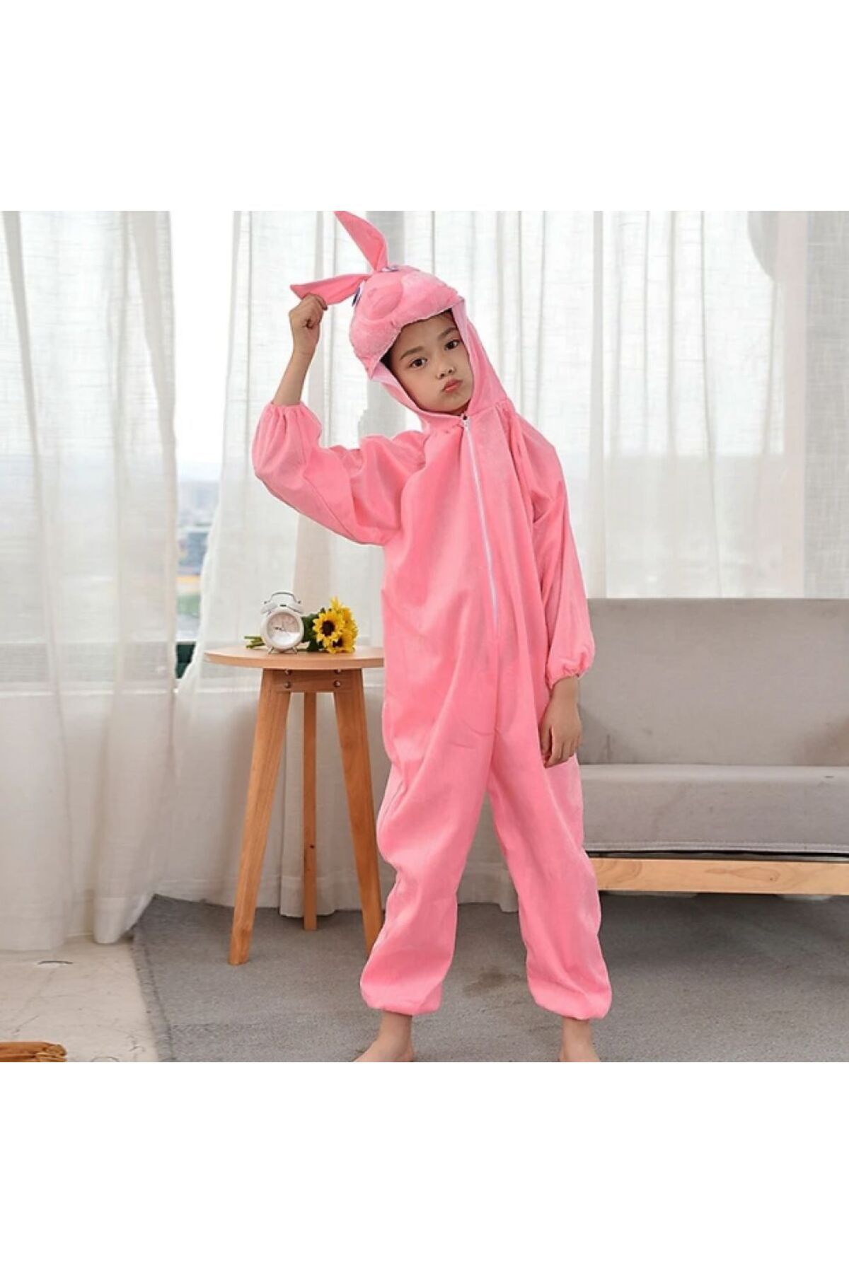 Skygo Çocuk Tavşan Kostümü Pembe Renk 4-5 Yaş 100 cm