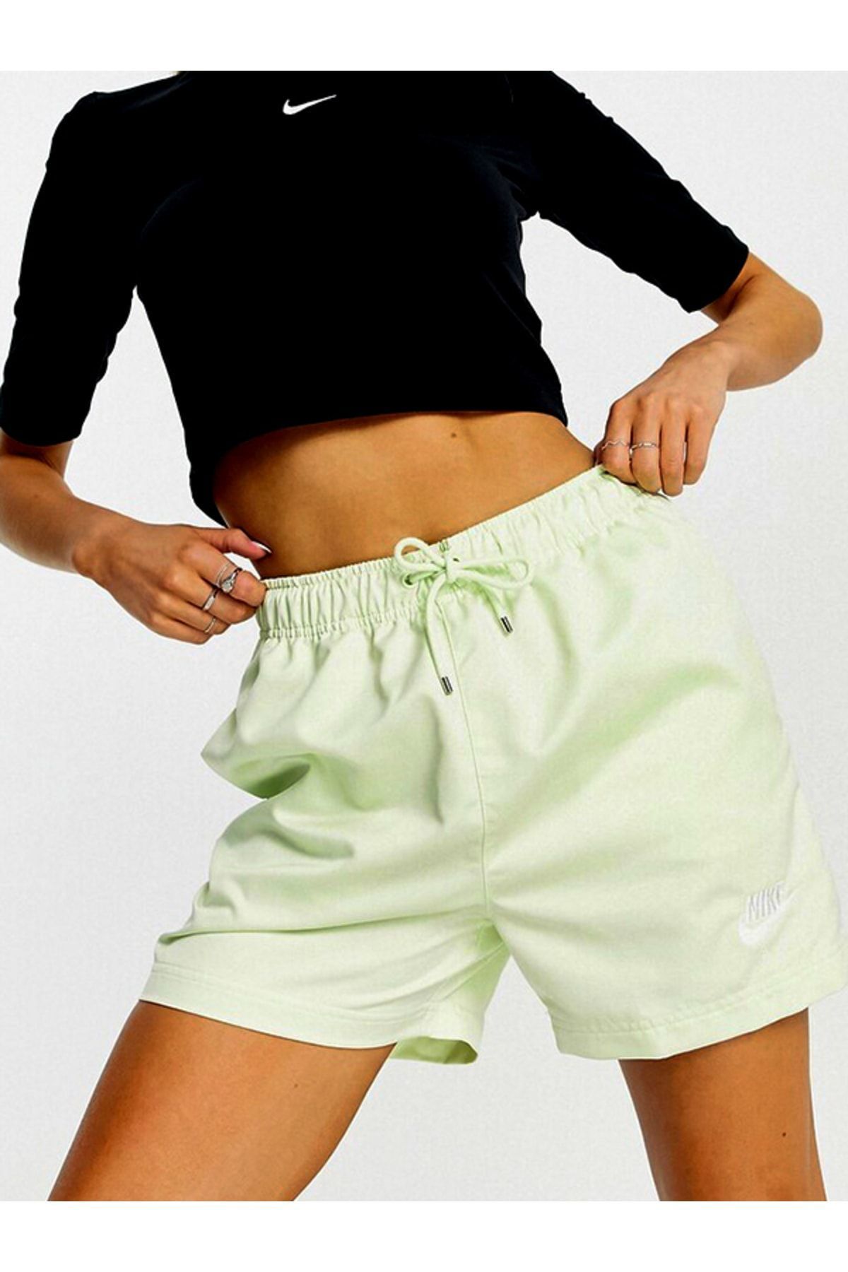 Nike Air Woven Shorts In Lime Green High Rise Yüksek Belli Kadın Şort